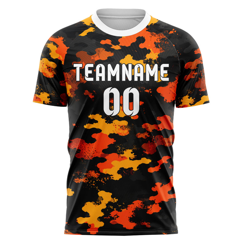 Schwarz dunkles Camouflage Woodland Camo Design 07-0029 individuelles Fußballtrikot front