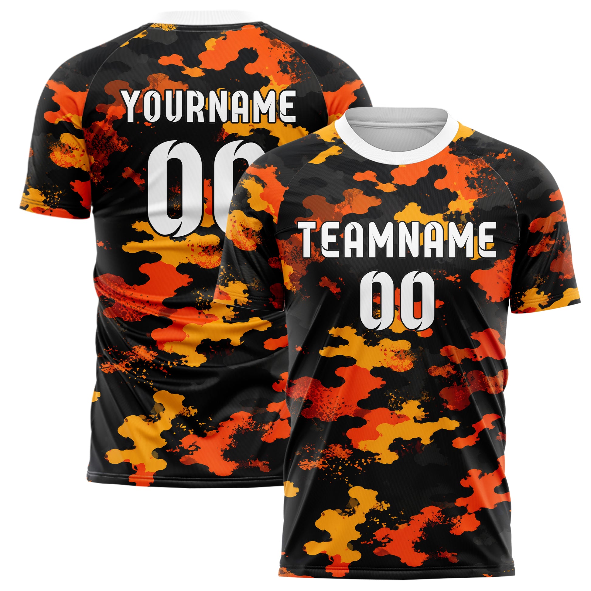 Schwarz dunkles Camouflage Woodland Camo Design 07-0029 individuelles Fußballtrikot main