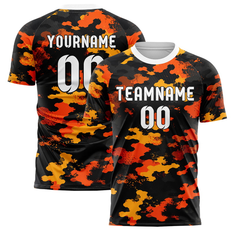 Schwarz dunkles Camouflage Woodland Camo Design 07-0029 individuelles Fußballtrikot main
