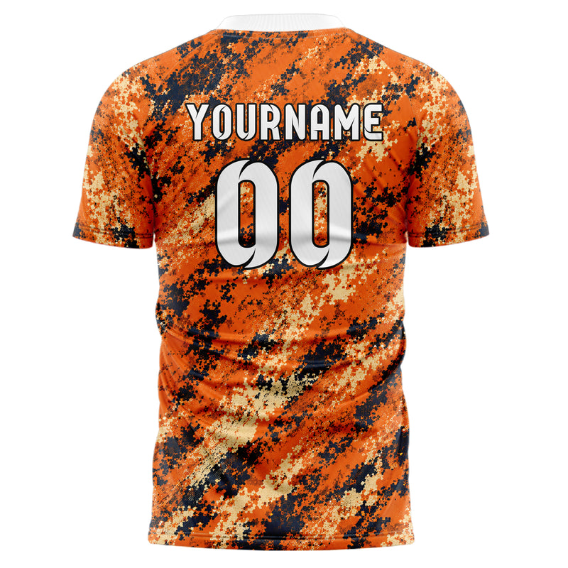 Bay Orange lebendiges Camouflage Micro Camo Design 07-0003 individuelles Fußballtrikot back