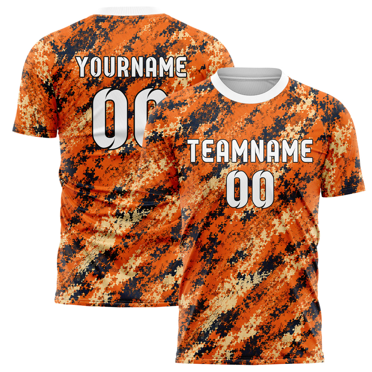 Bay Orange lebendiges Camouflage Micro Camo Design 07-0003 individuelles Fußballtrikot main