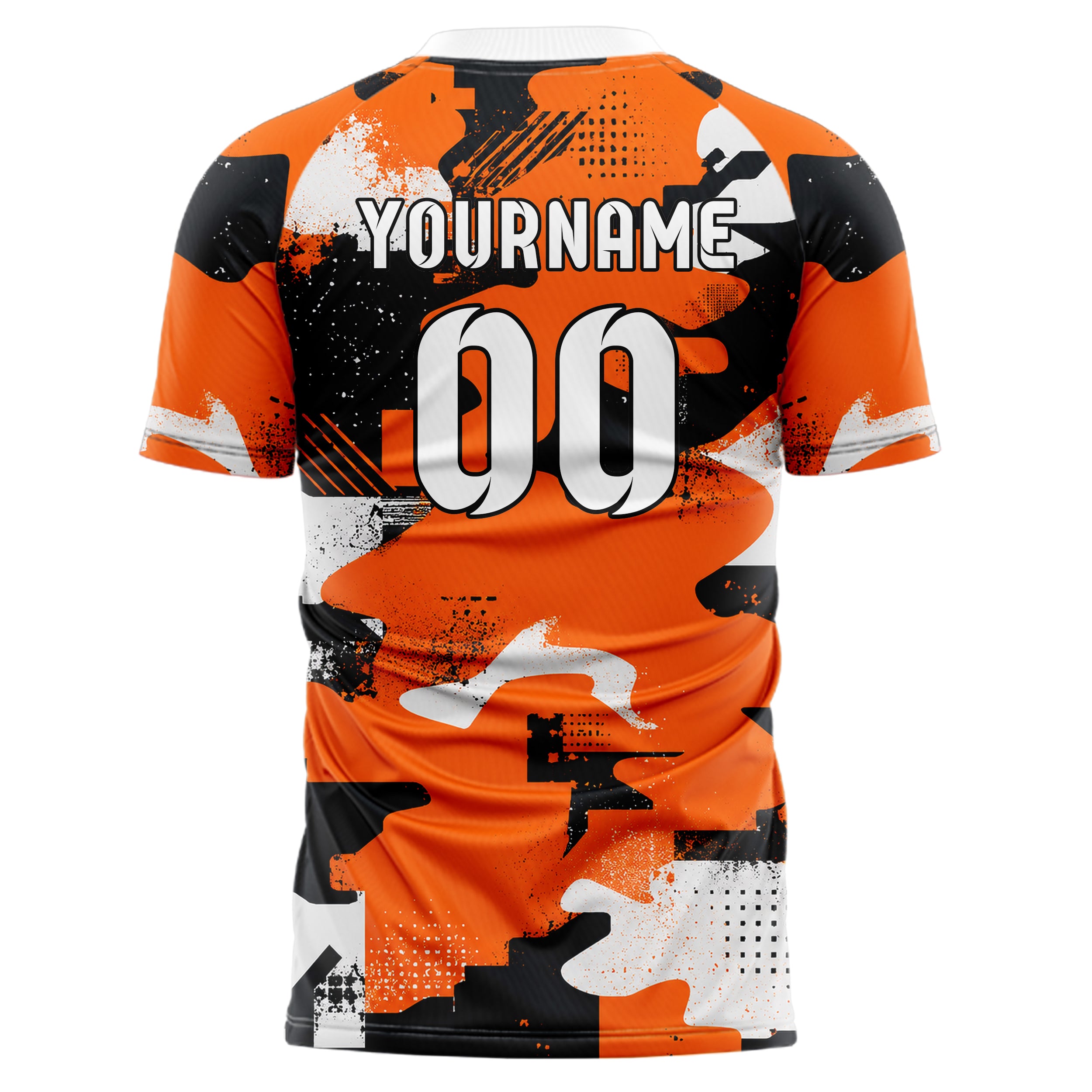 Orange lebendiges Camouflage Urban Camo Design 07-0040 individuelles Fußballtrikot back
