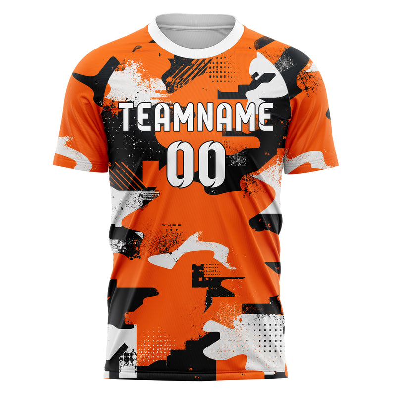 Orange lebendiges Camouflage Urban Camo Design 07-0040 individuelles Fußballtrikot front