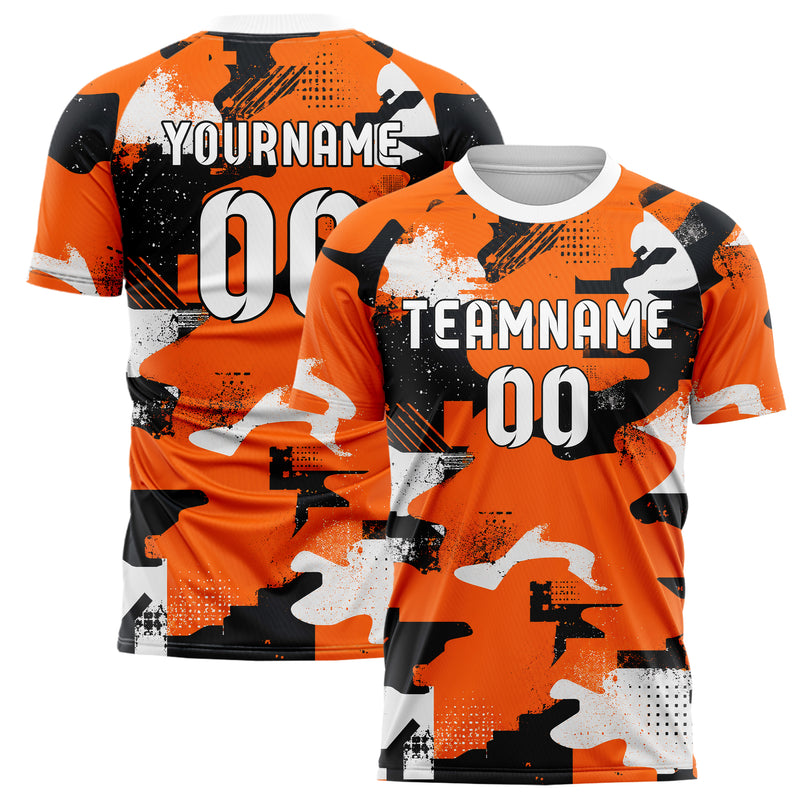 Orange lebendiges Camouflage Urban Camo Design 07-0040 individuelles Fußballtrikot main