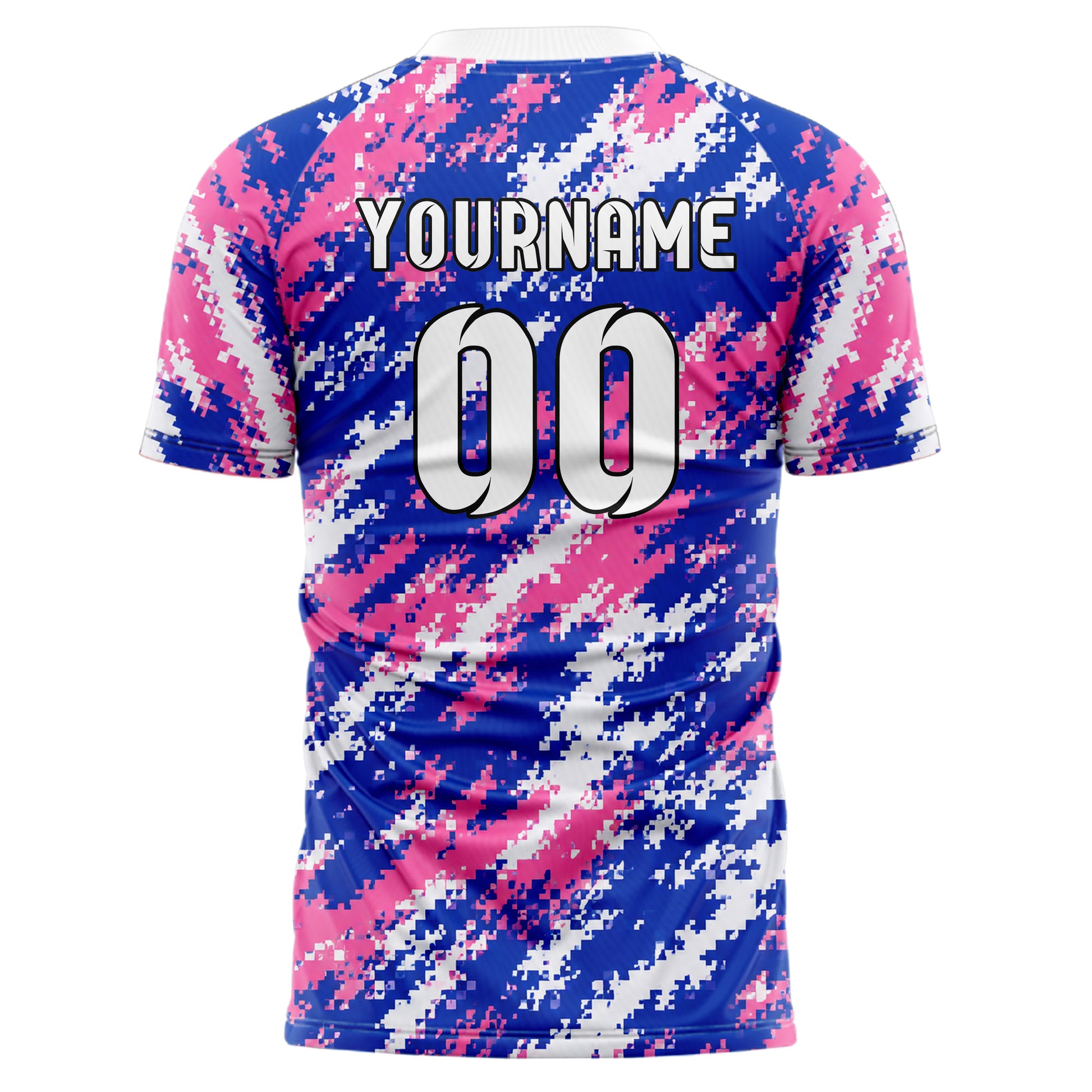 Royalblau klassisches Camouflage Digital Pixel Camo Design 07-0018 individuelles Fußballtrikot back
