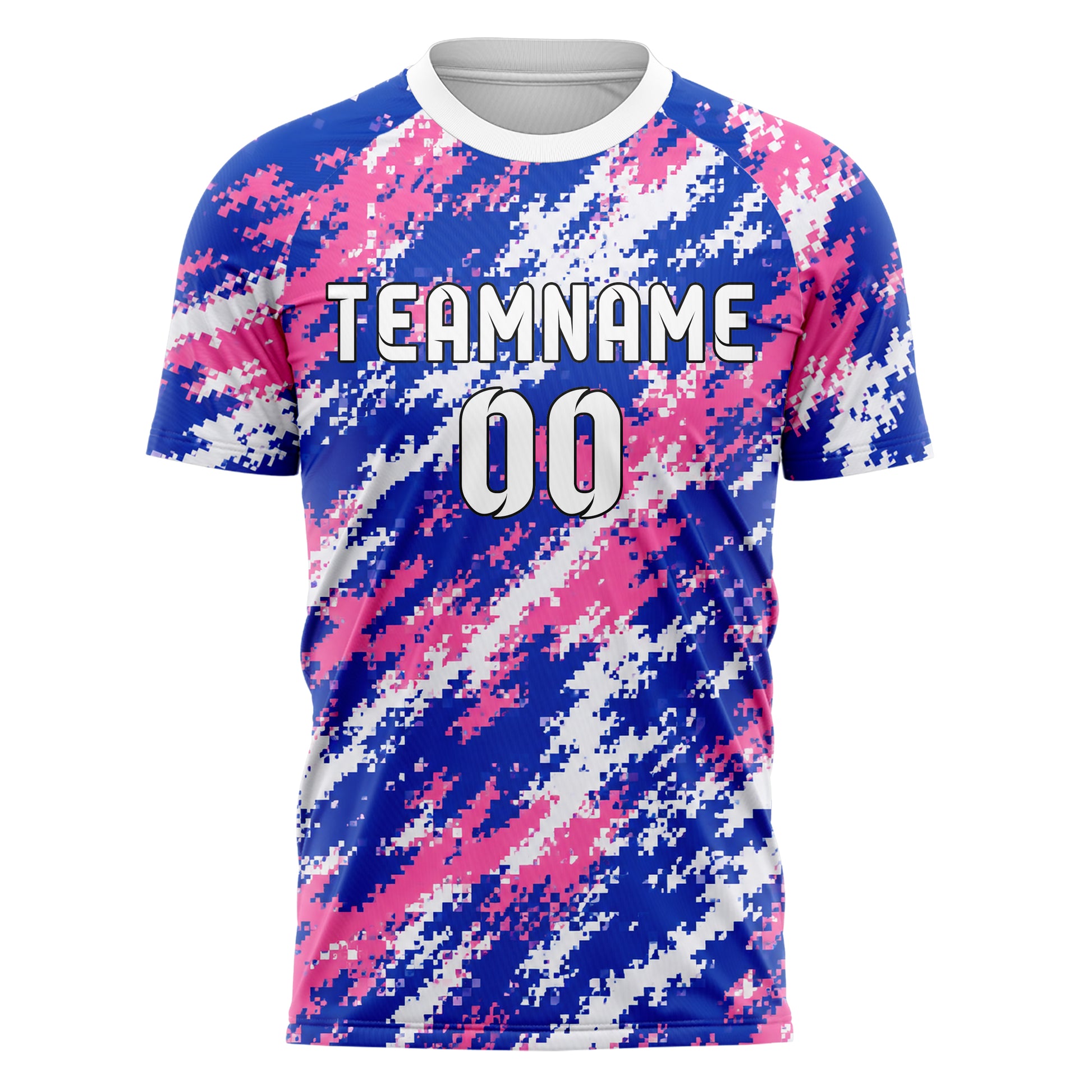 Royalblau klassisches Camouflage Digital Pixel Camo Design 07-0018 individuelles Fußballtrikot front