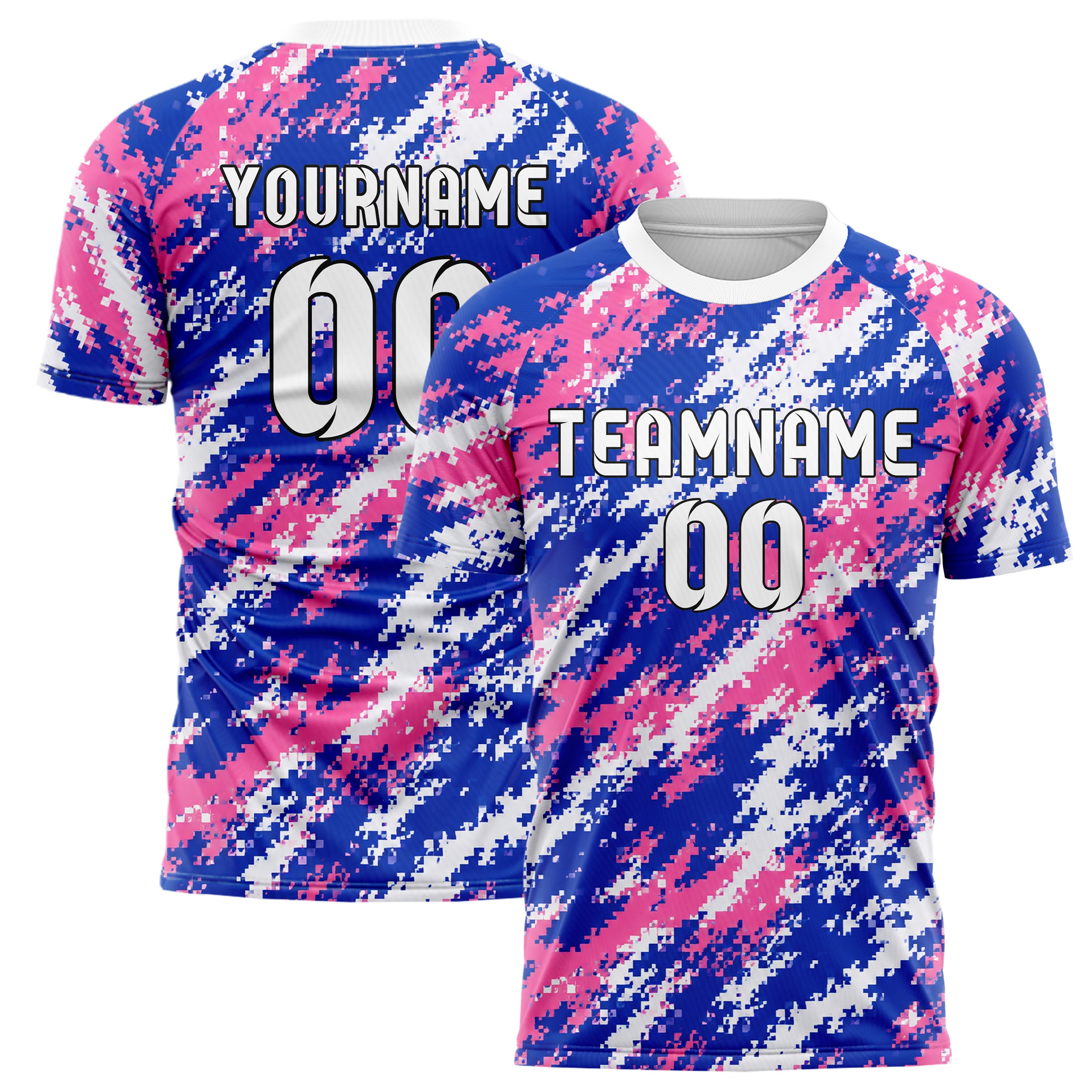 Royalblau klassisches Camouflage Digital Pixel Camo Design 07-0018 individuelles Fußballtrikot main