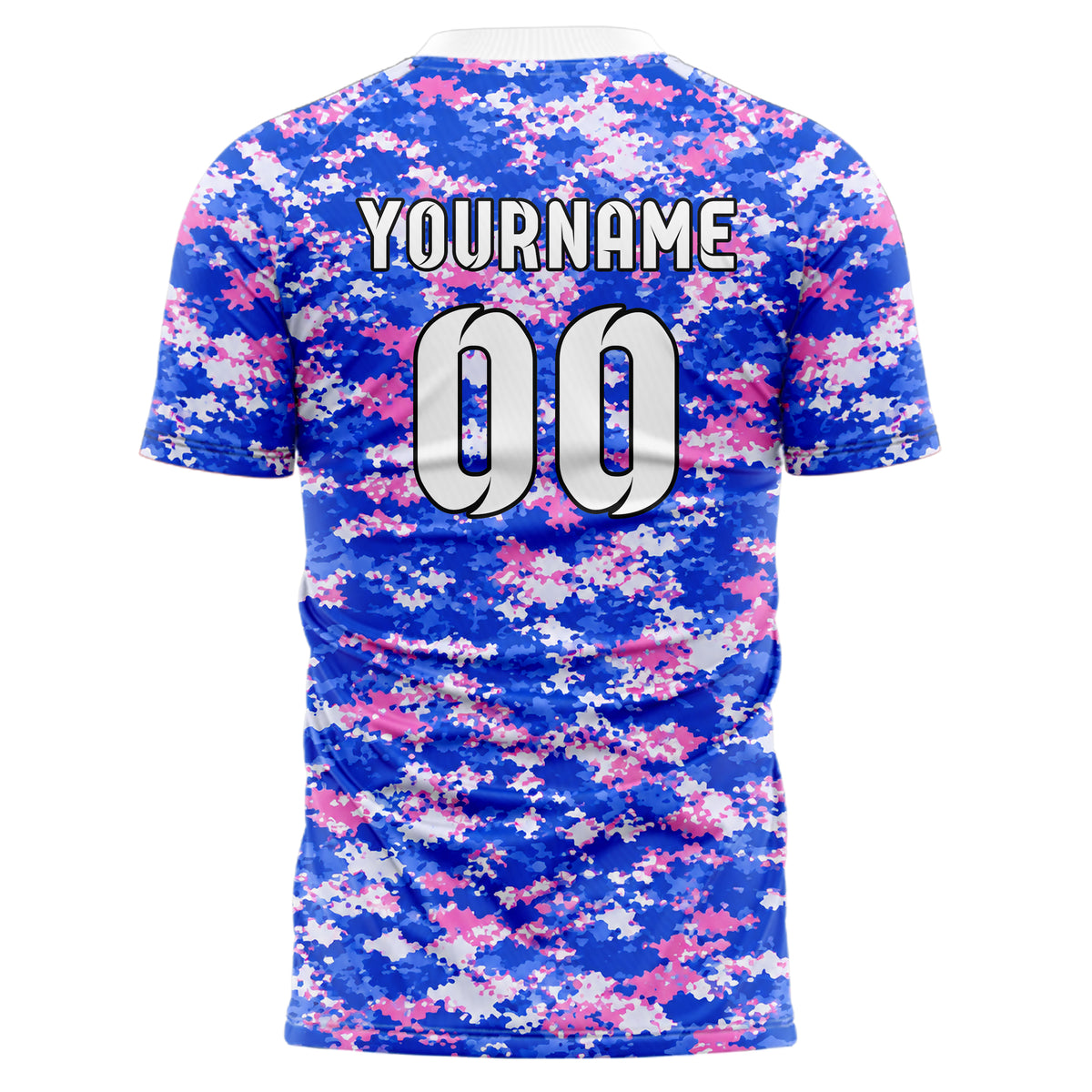 Royalblau klassisches Camouflage Micro Camo Design 07-0009 individuelles Fußballtrikot back