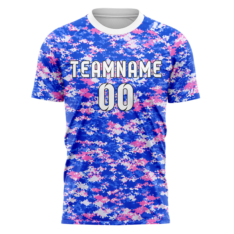 Royalblau klassisches Camouflage Micro Camo Design 07-0009 individuelles Fußballtrikot front