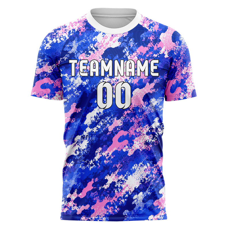 Royalblau klassisches Camouflage Micro Camo Design 07-0033 individuelles Fußballtrikot front