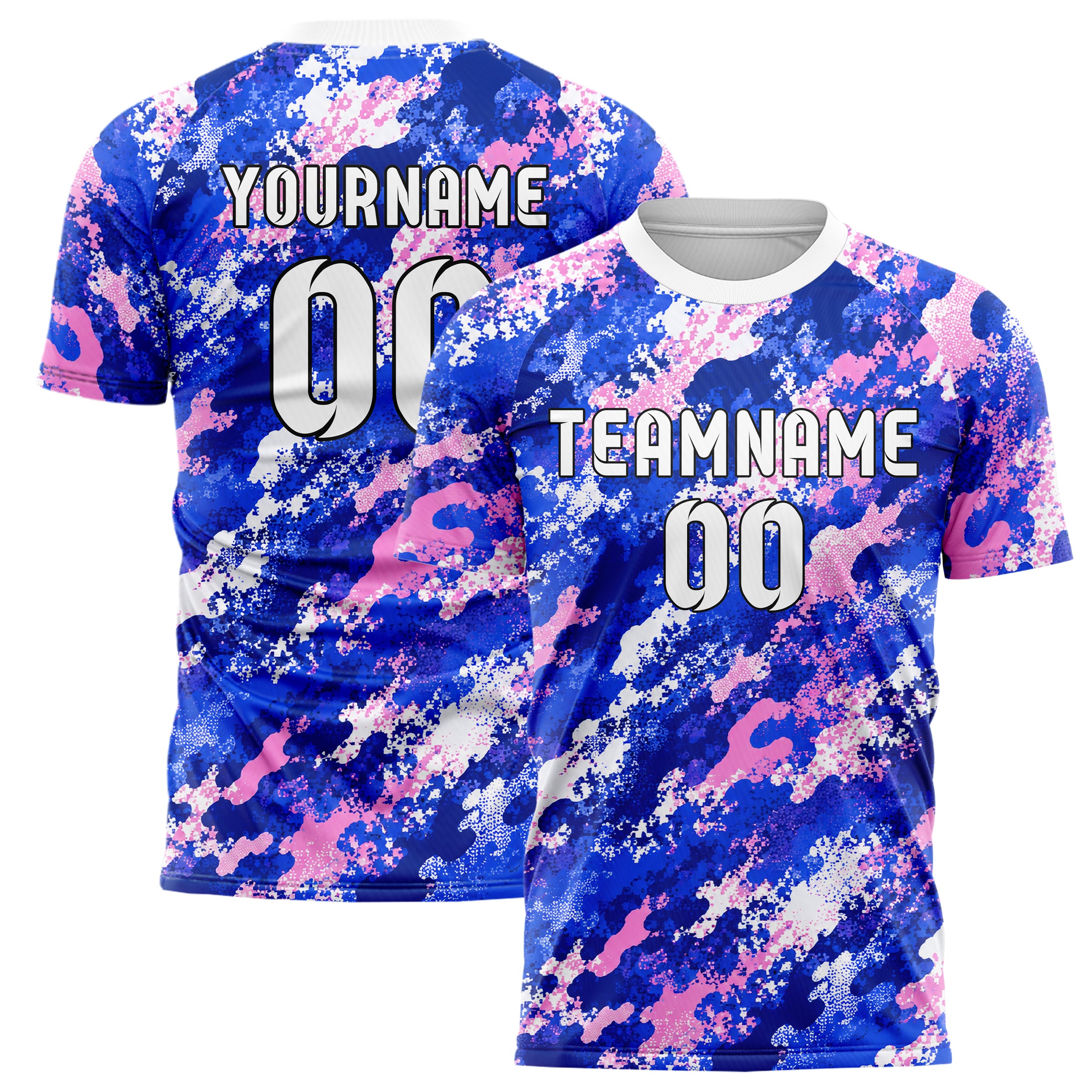 Royalblau klassisches Camouflage Micro Camo Design 07-0033 individuelles Fußballtrikot main