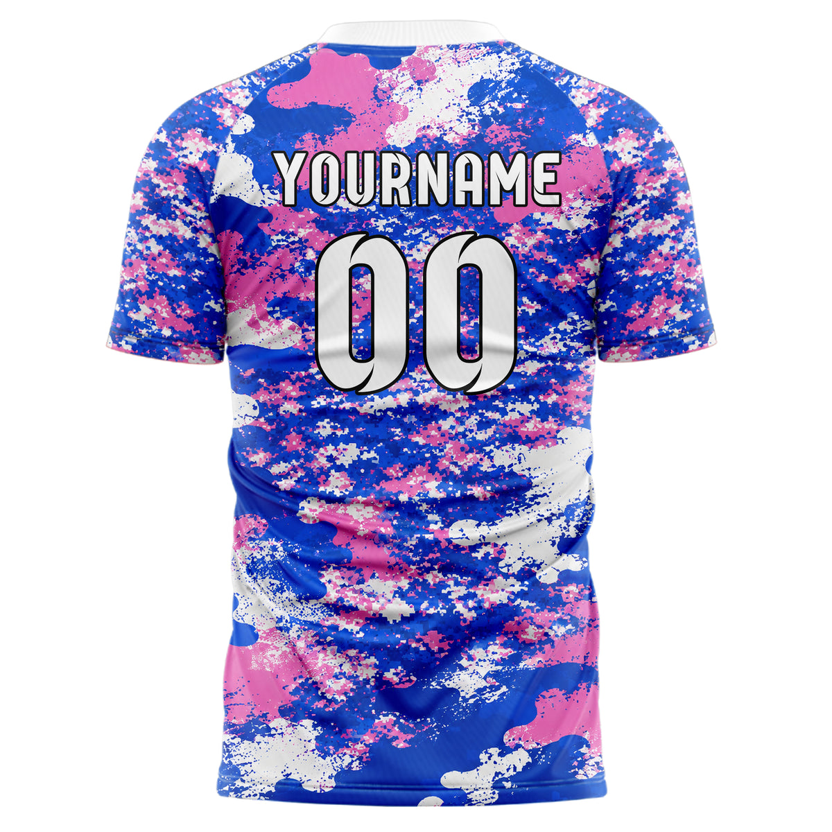 Royalblau klassisches Camouflage Micro Camo Design 07-0039 individuelles Fußballtrikot back