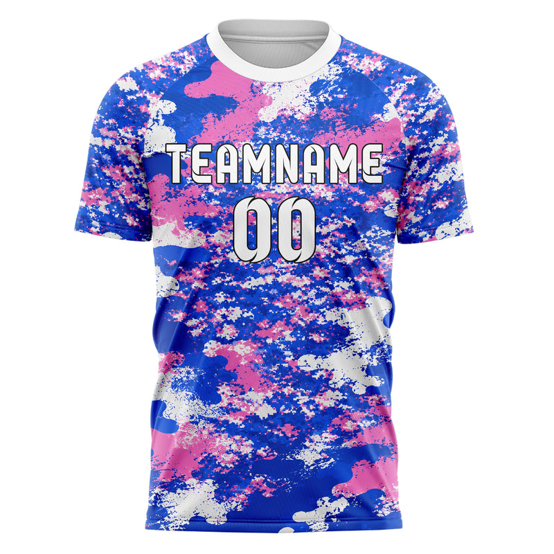 Royalblau klassisches Camouflage Micro Camo Design 07-0039 individuelles Fußballtrikot front