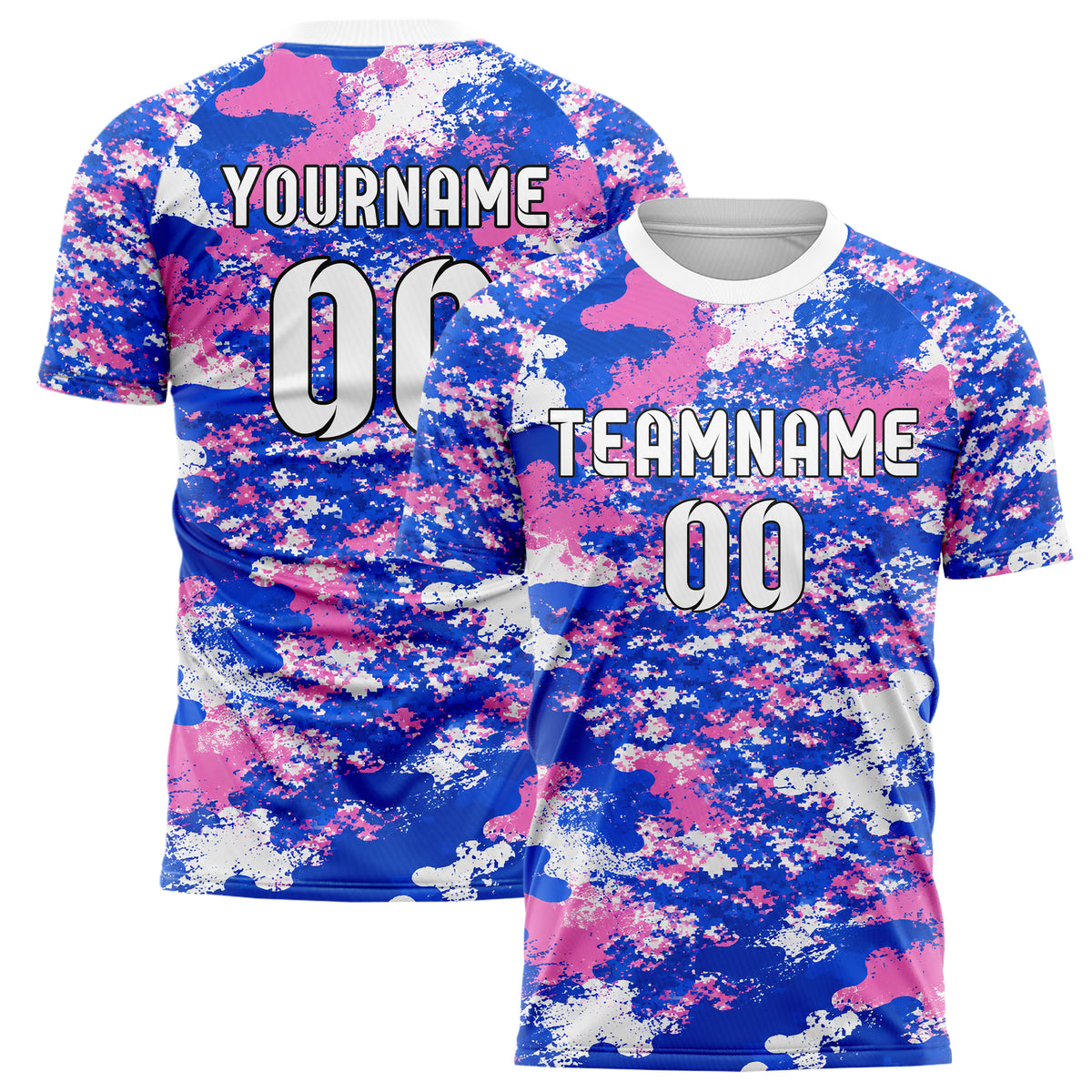 Royalblau klassisches Camouflage Micro Camo Design 07-0039 individuelles Fußballtrikot main