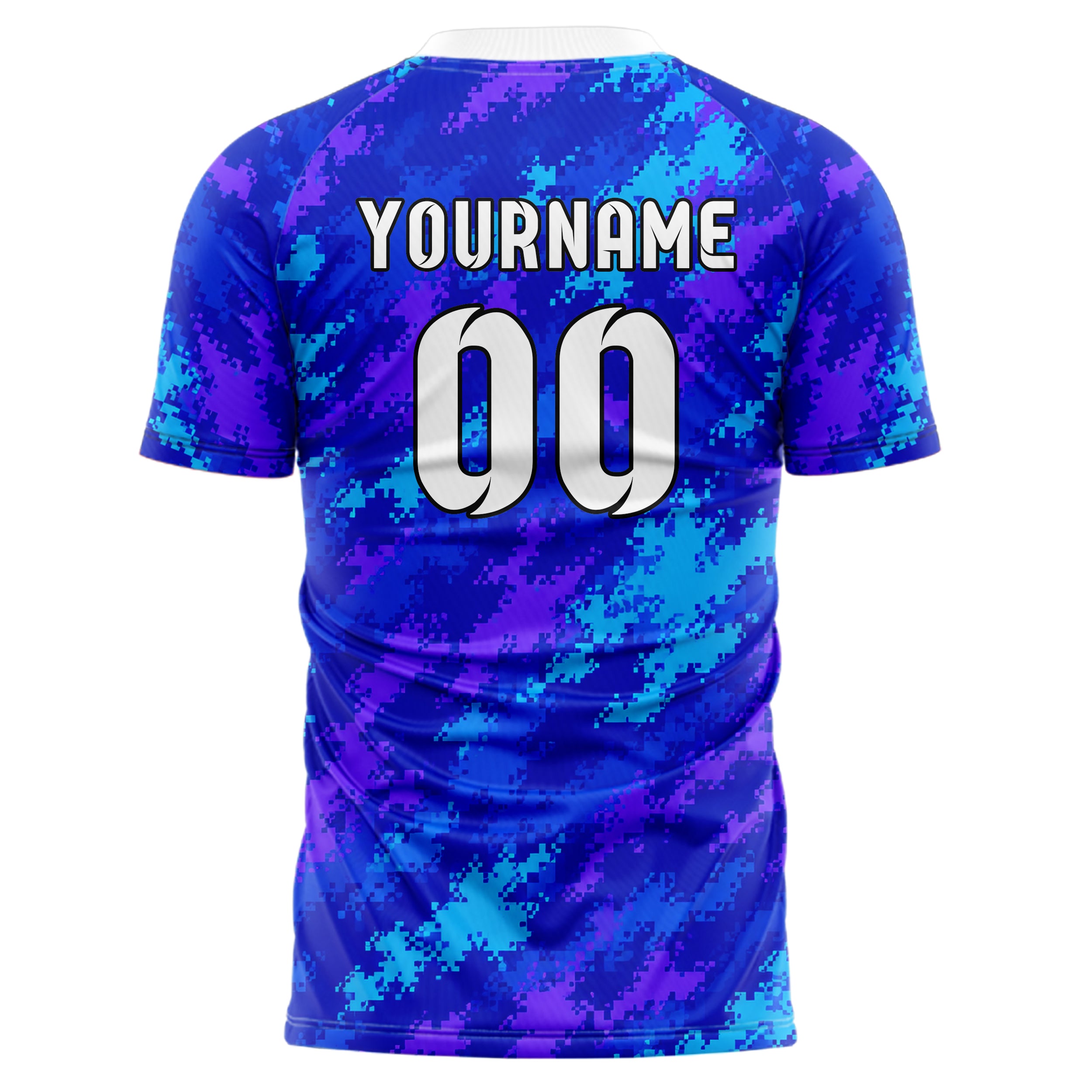 Royalblau lebendiges Camouflage Fashion Camo Blobs Design 07-0002 individuelles Fußballtrikot back