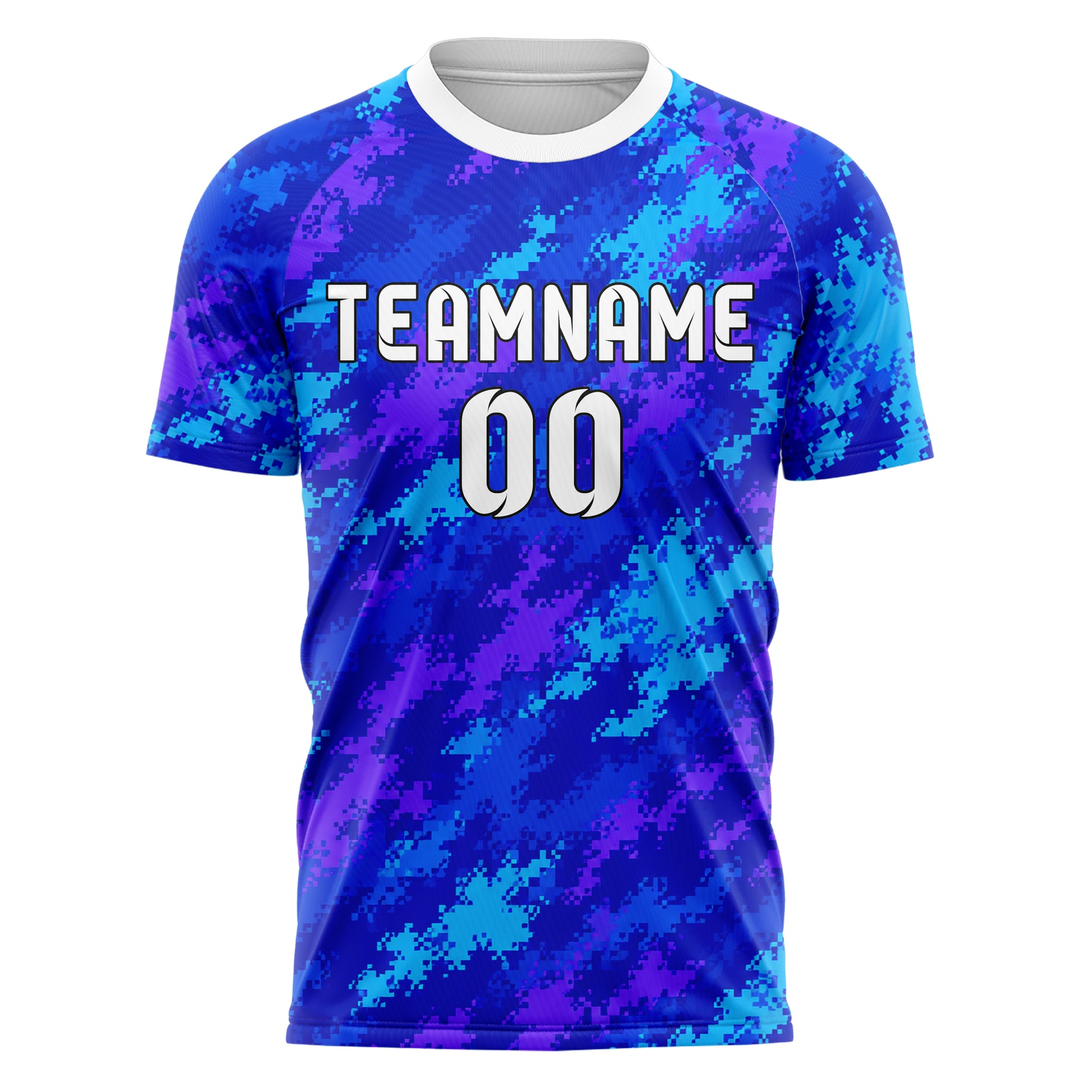 Royalblau lebendiges Camouflage Fashion Camo Blobs Design 07-0002 individuelles Fußballtrikot front