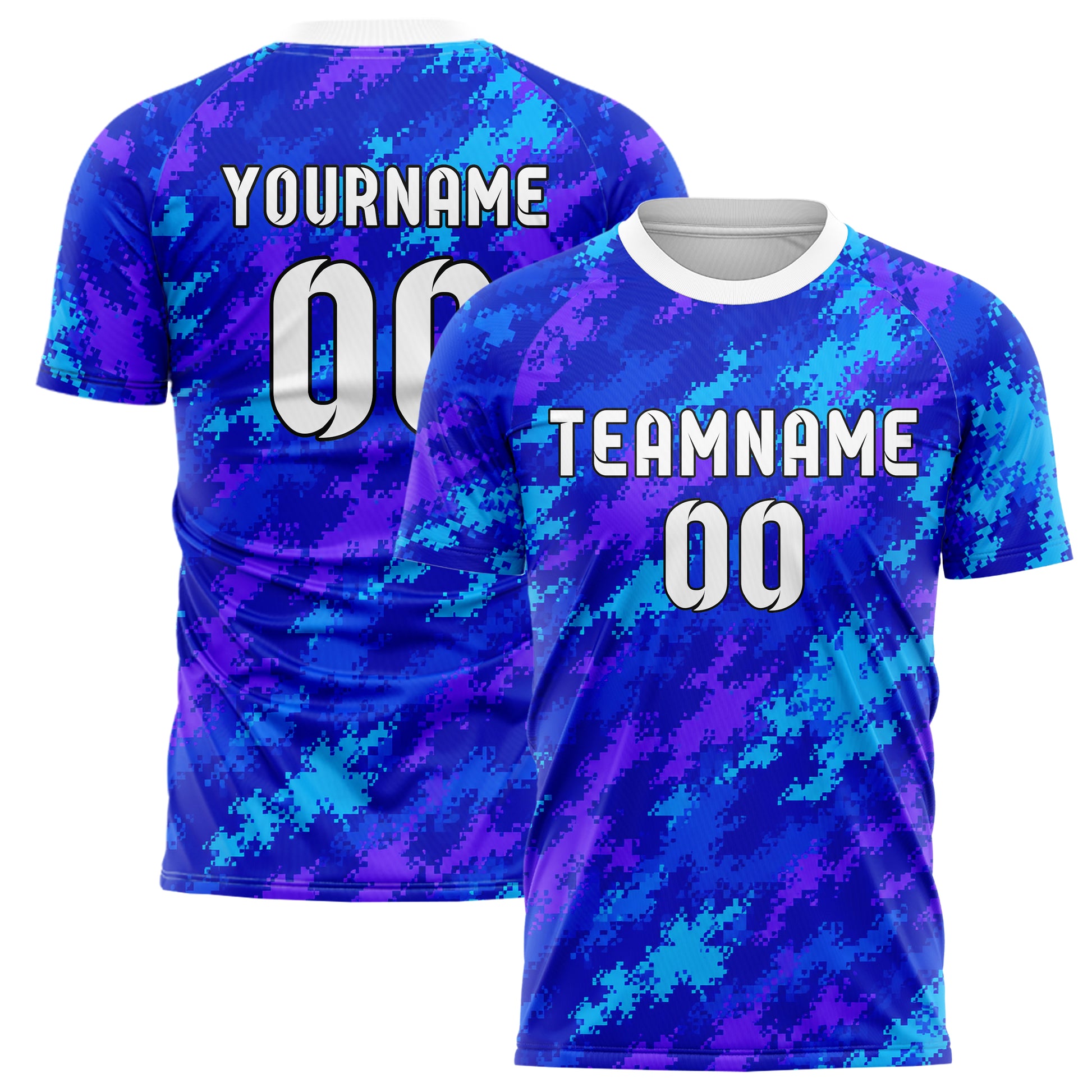 Royalblau lebendiges Camouflage Fashion Camo Blobs Design 07-0002 individuelles Fußballtrikot main