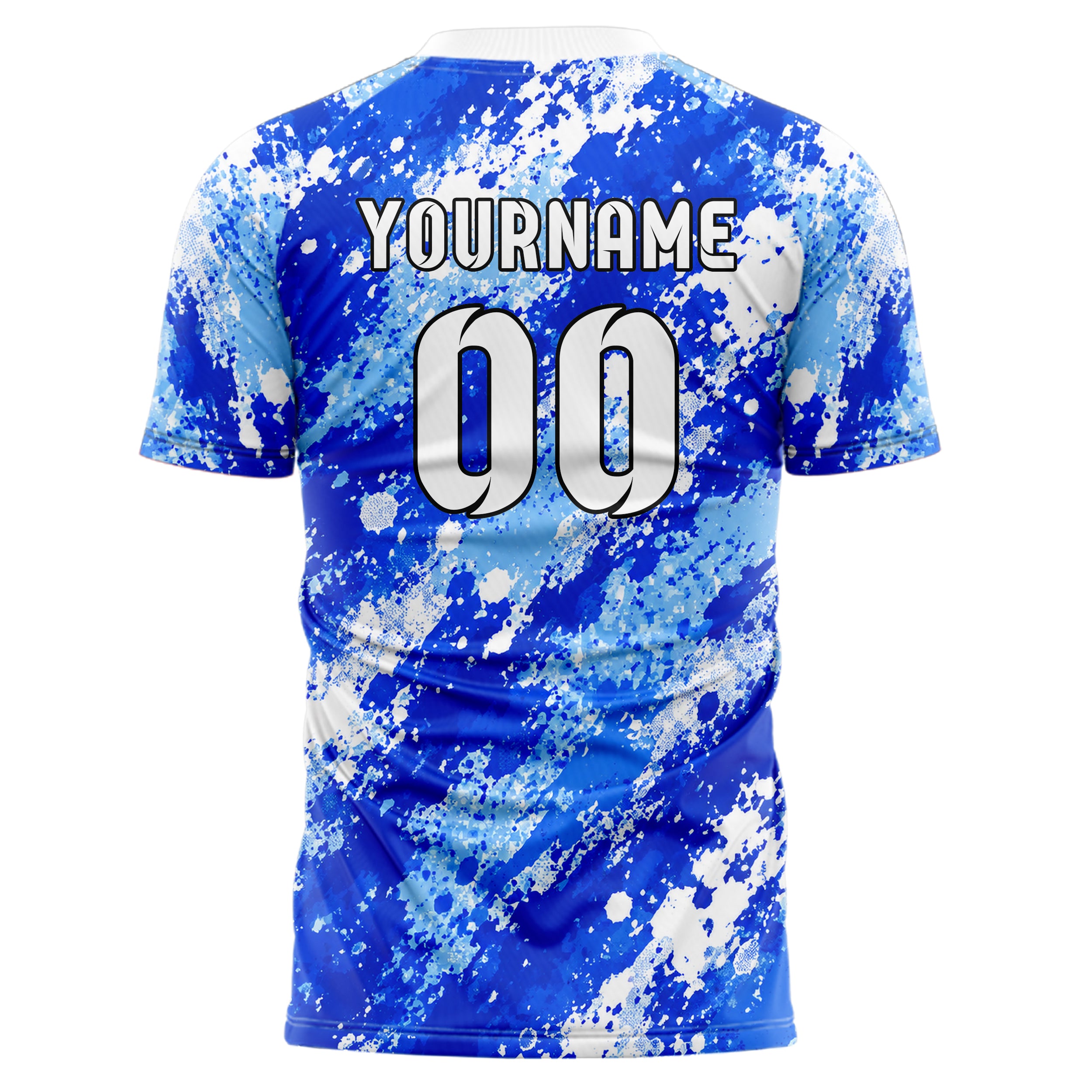 Royalblau lebendiges Camouflage Splatter Camo Design 07-0007 individuelles Fußballtrikot back