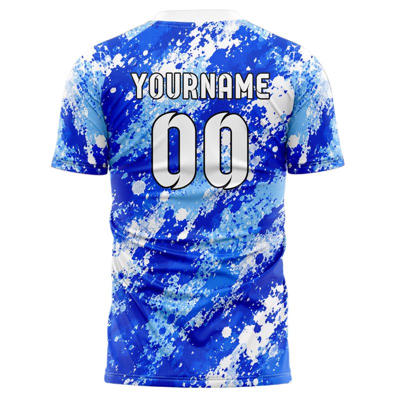 Royalblau lebendiges Camouflage Splatter Camo Design 07-0007 individuelles Fußballtrikot back