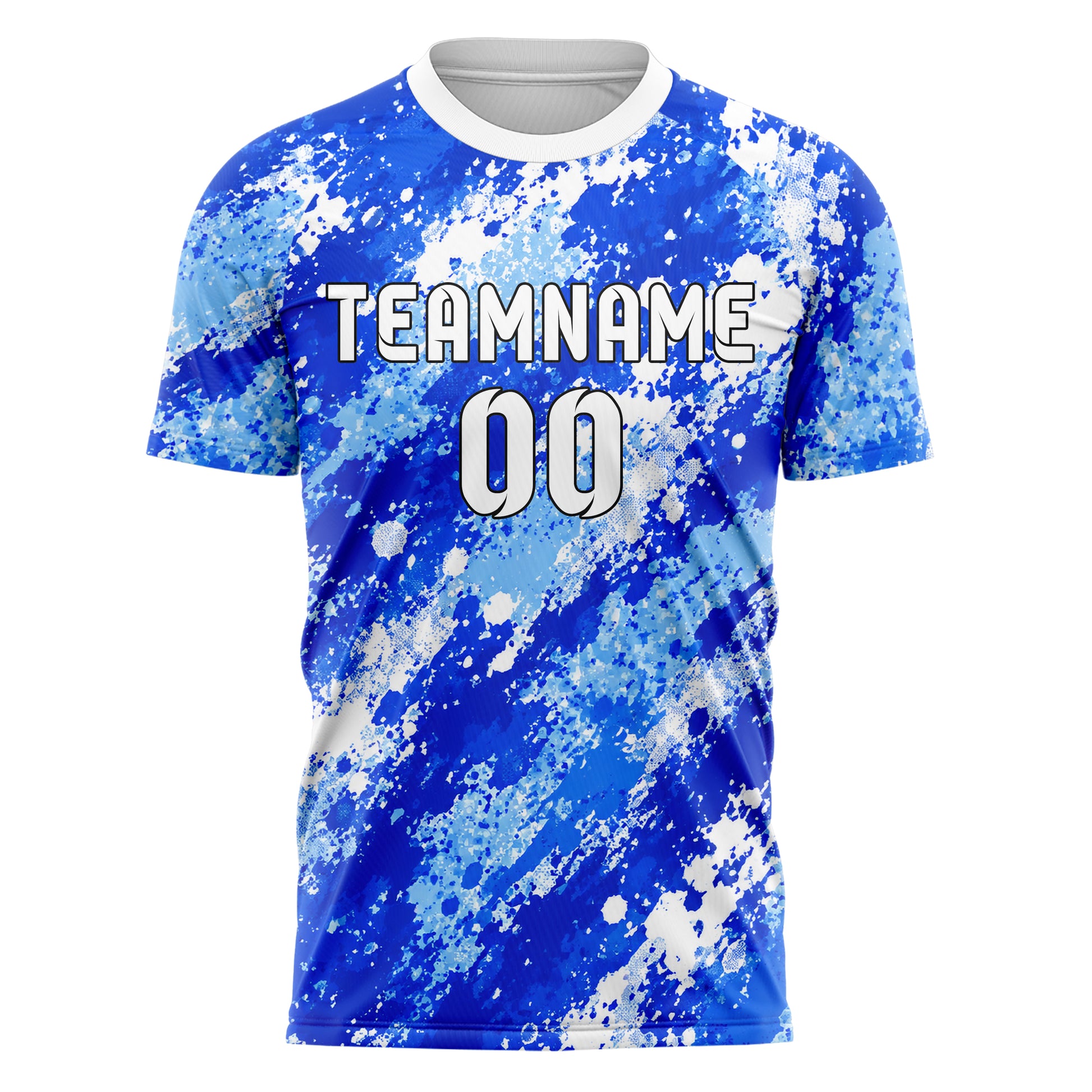 Royalblau lebendiges Camouflage Splatter Camo Design 07-0007 individuelles Fußballtrikot front