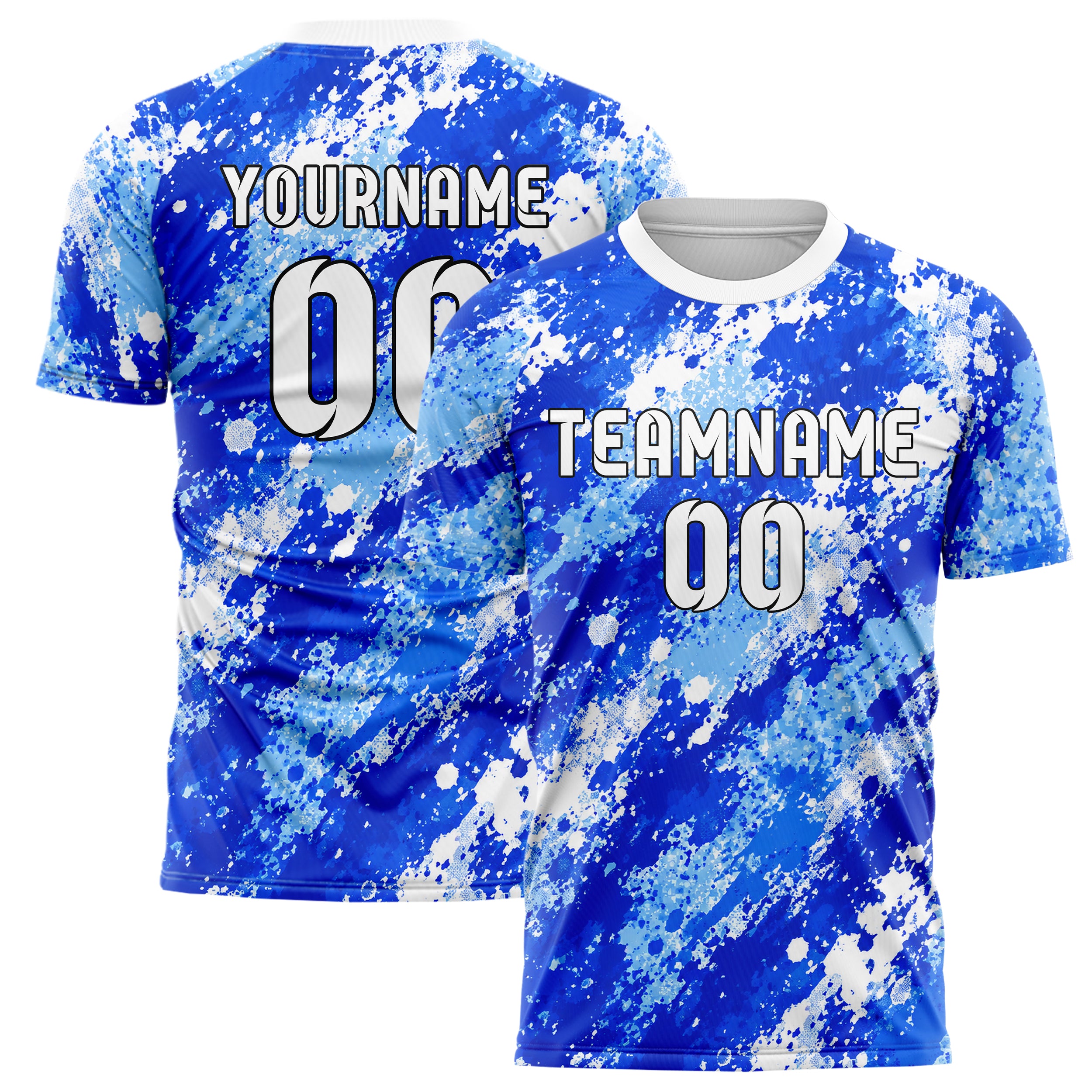 Royalblau lebendiges Camouflage Splatter Camo Design 07-0007 individuelles Fußballtrikot main