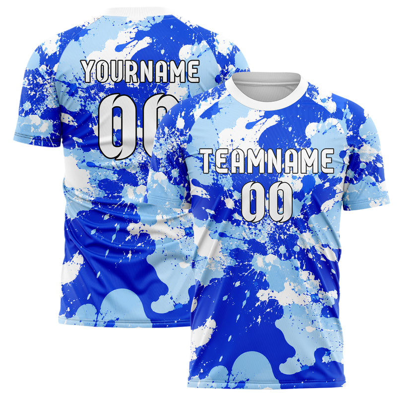 Royalblau lebendiges Camouflage Splatter Camo Design 07-0037 individuelles Fußballtrikot main