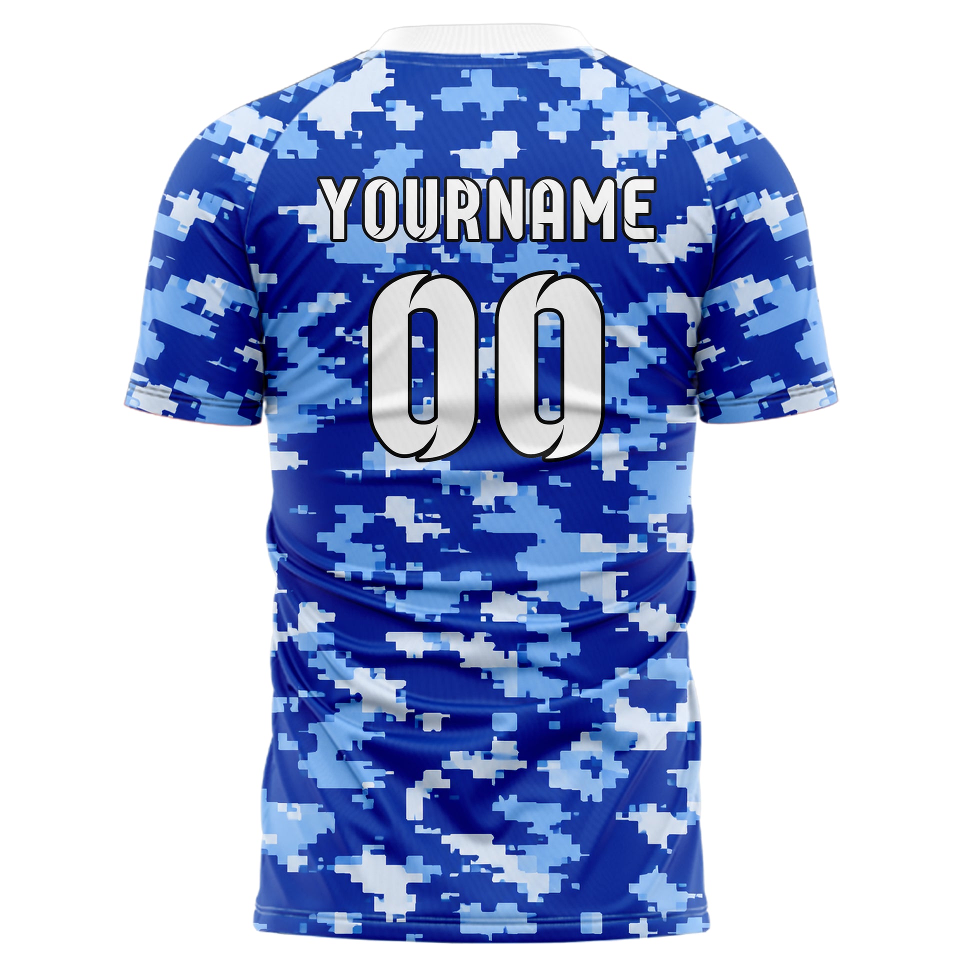 Royalblau lebendiges Camouflage Urban Camo Design 07-0004 individuelles Fußballtrikot back