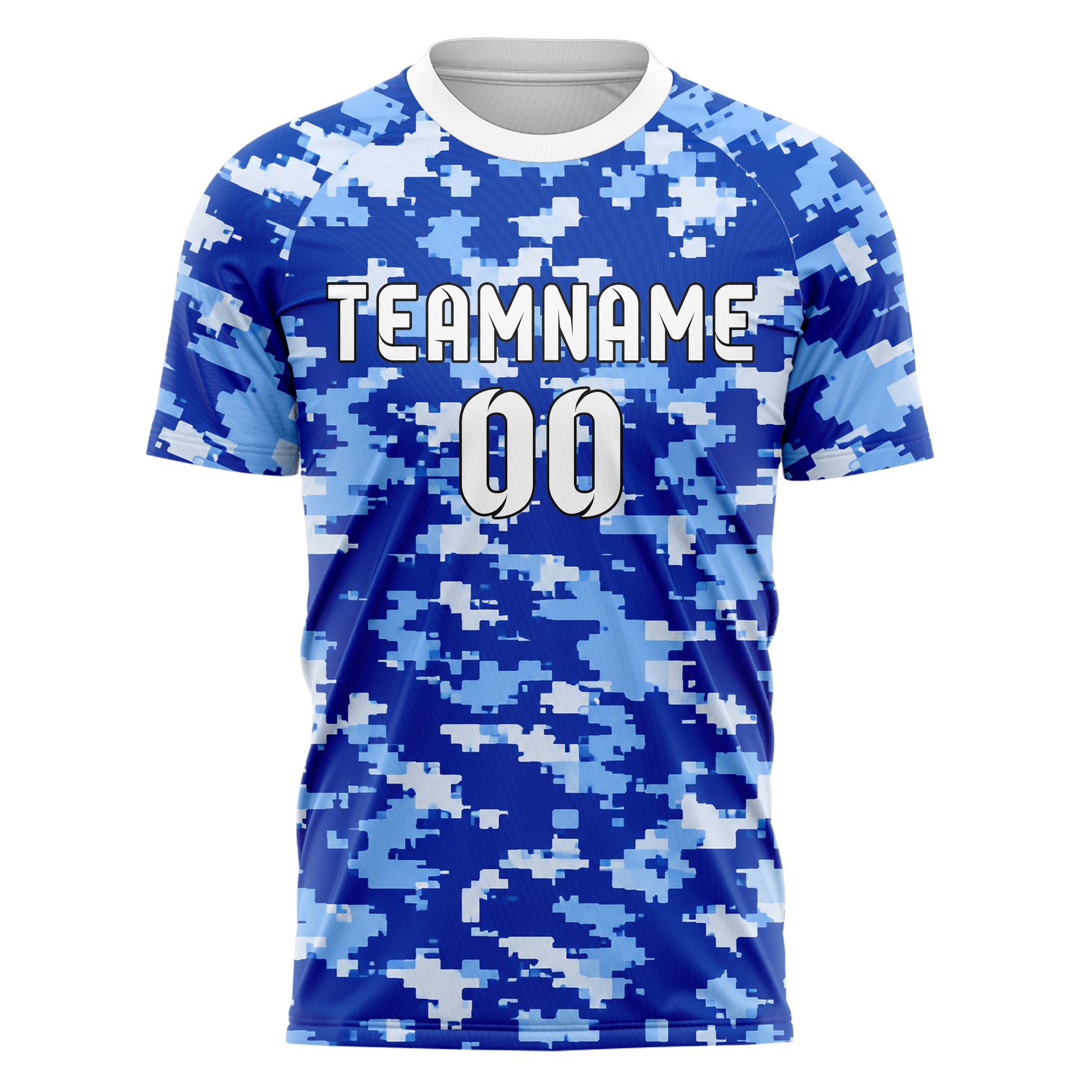 Royalblau lebendiges Camouflage Urban Camo Design 07-0004 individuelles Fußballtrikot front