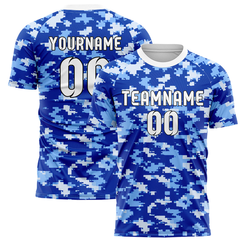 Royalblau lebendiges Camouflage Urban Camo Design 07-0004 individuelles Fußballtrikot main