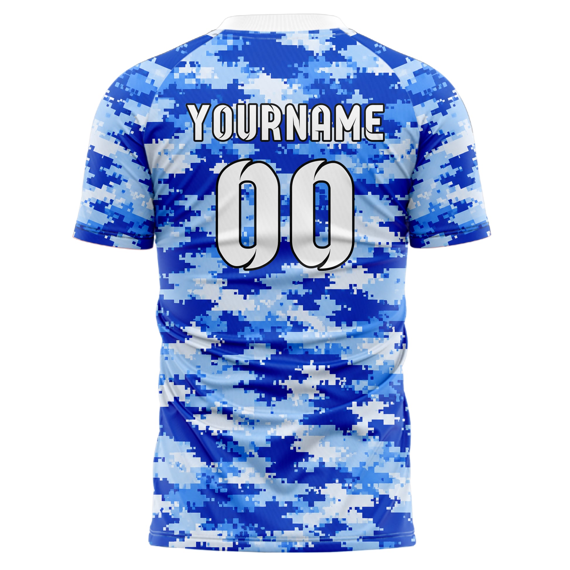 Royalblau lebendiges Camouflage Urban Camo Design 07-0010 individuelles Fußballtrikot back