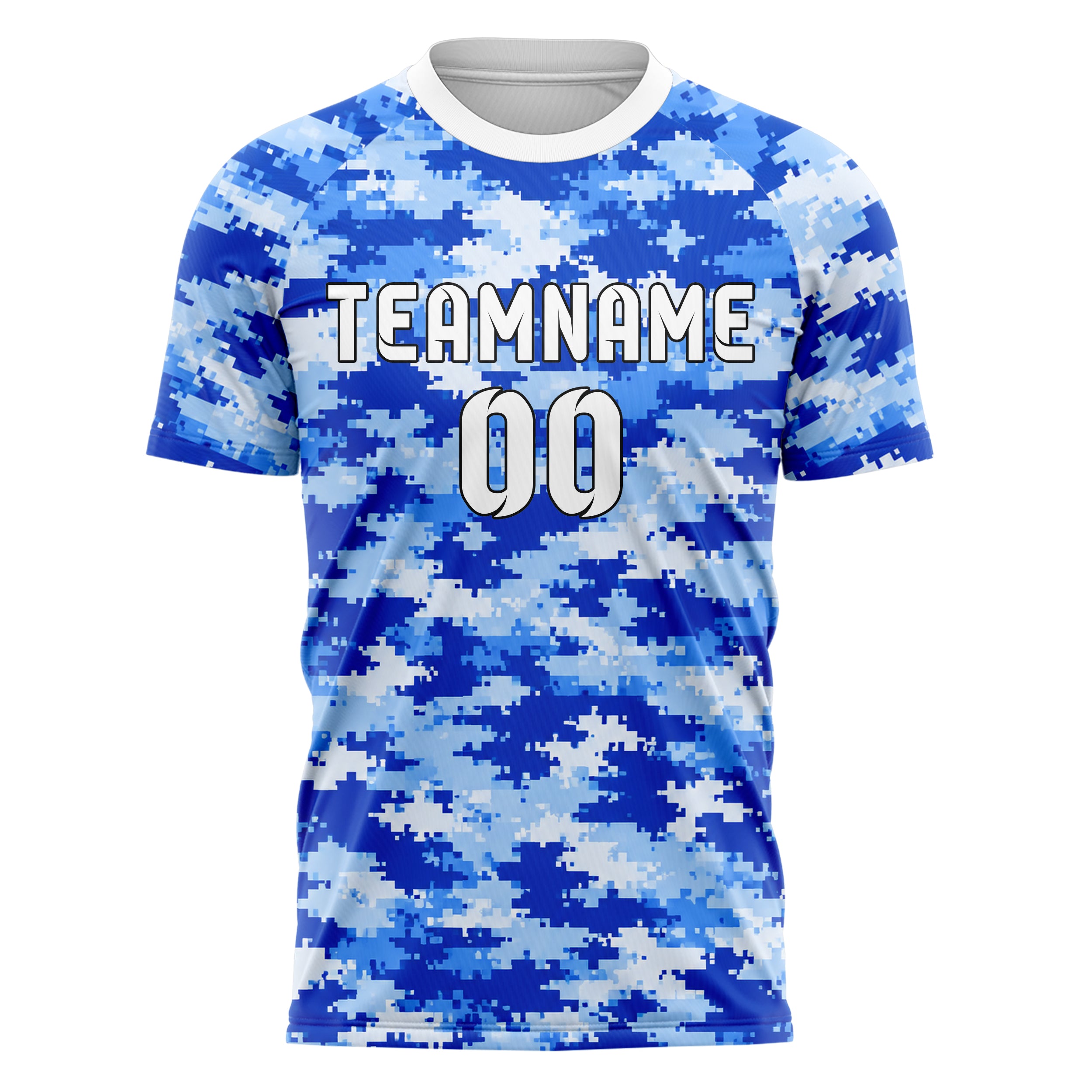 Royalblau lebendiges Camouflage Urban Camo Design 07-0010 individuelles Fußballtrikot front