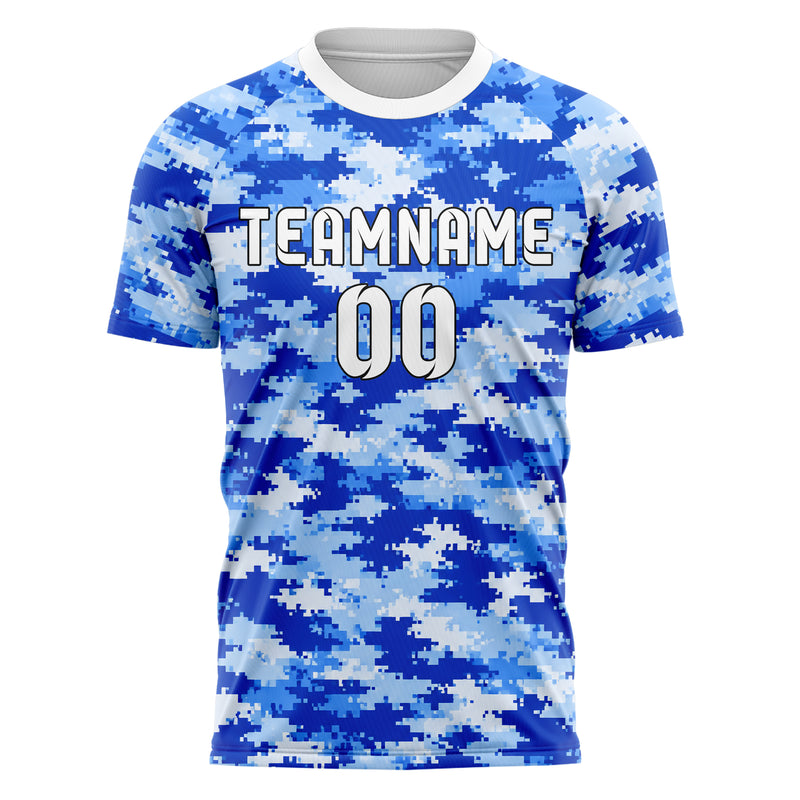 Royalblau lebendiges Camouflage Urban Camo Design 07-0010 individuelles Fußballtrikot front