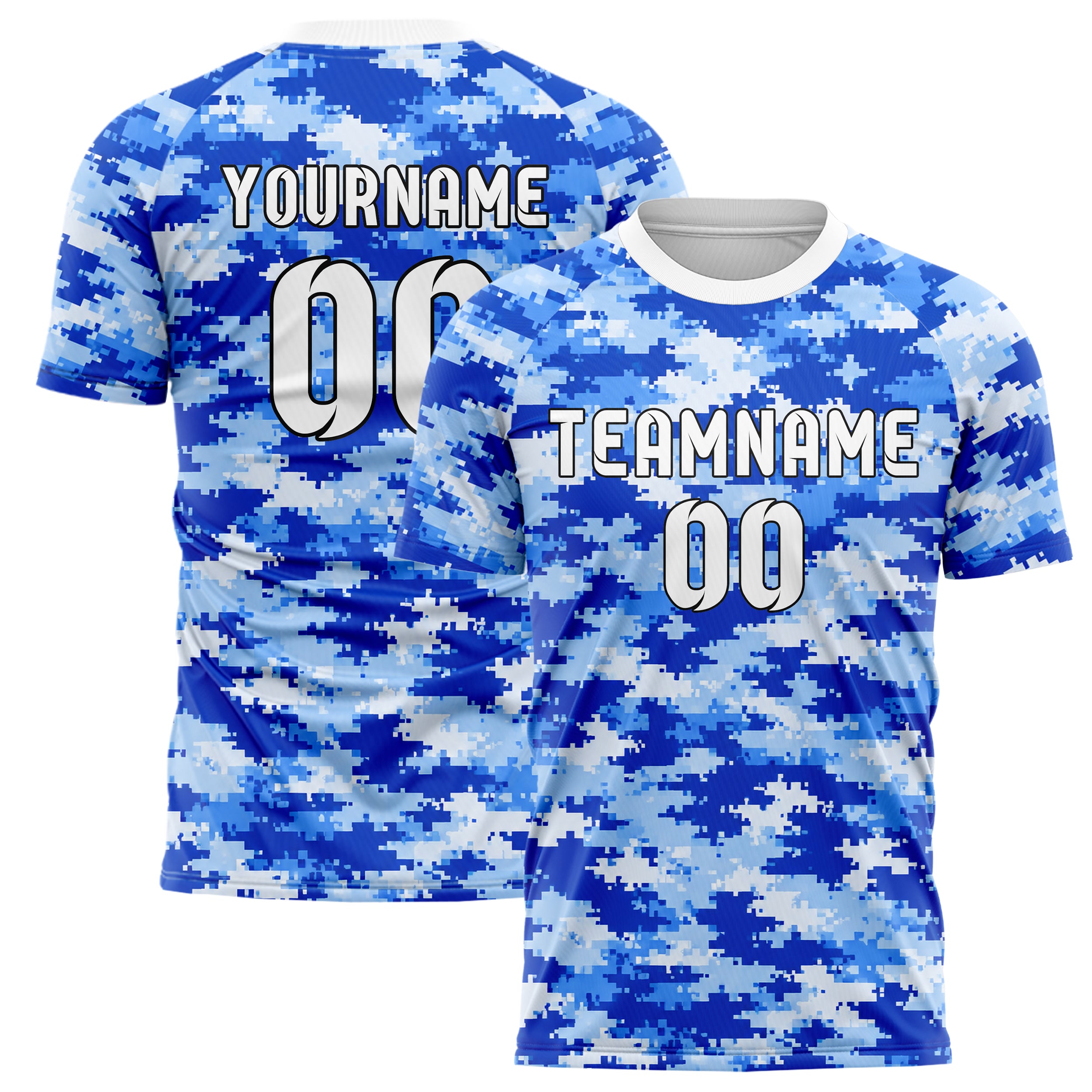 Royalblau lebendiges Camouflage Urban Camo Design 07-0010 individuelles Fußballtrikot main