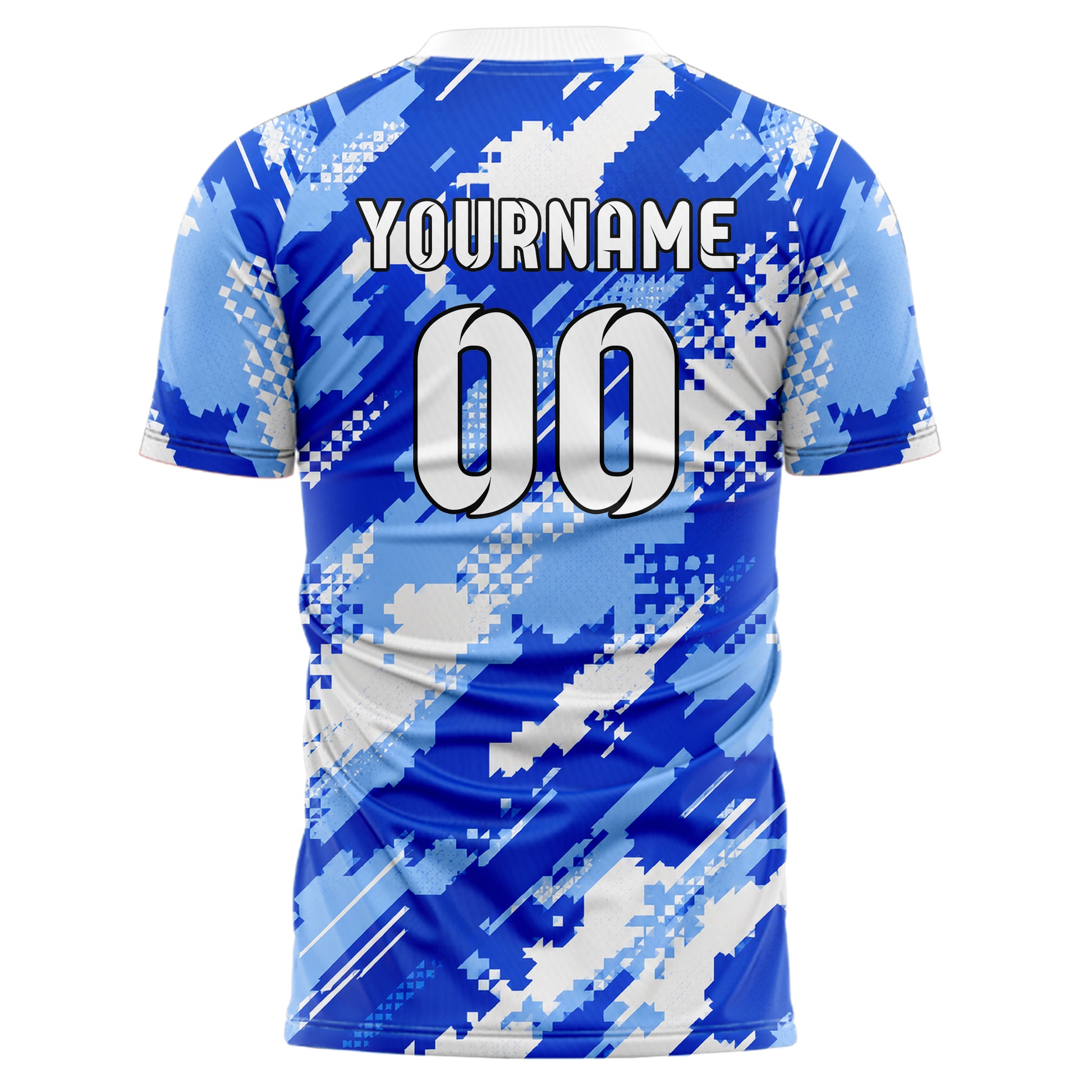 Royalblau lebendiges Camouflage Urban Camo Design 07-0022 individuelles Fußballtrikot back