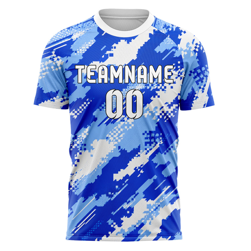 Royalblau lebendiges Camouflage Urban Camo Design 07-0022 individuelles Fußballtrikot front
