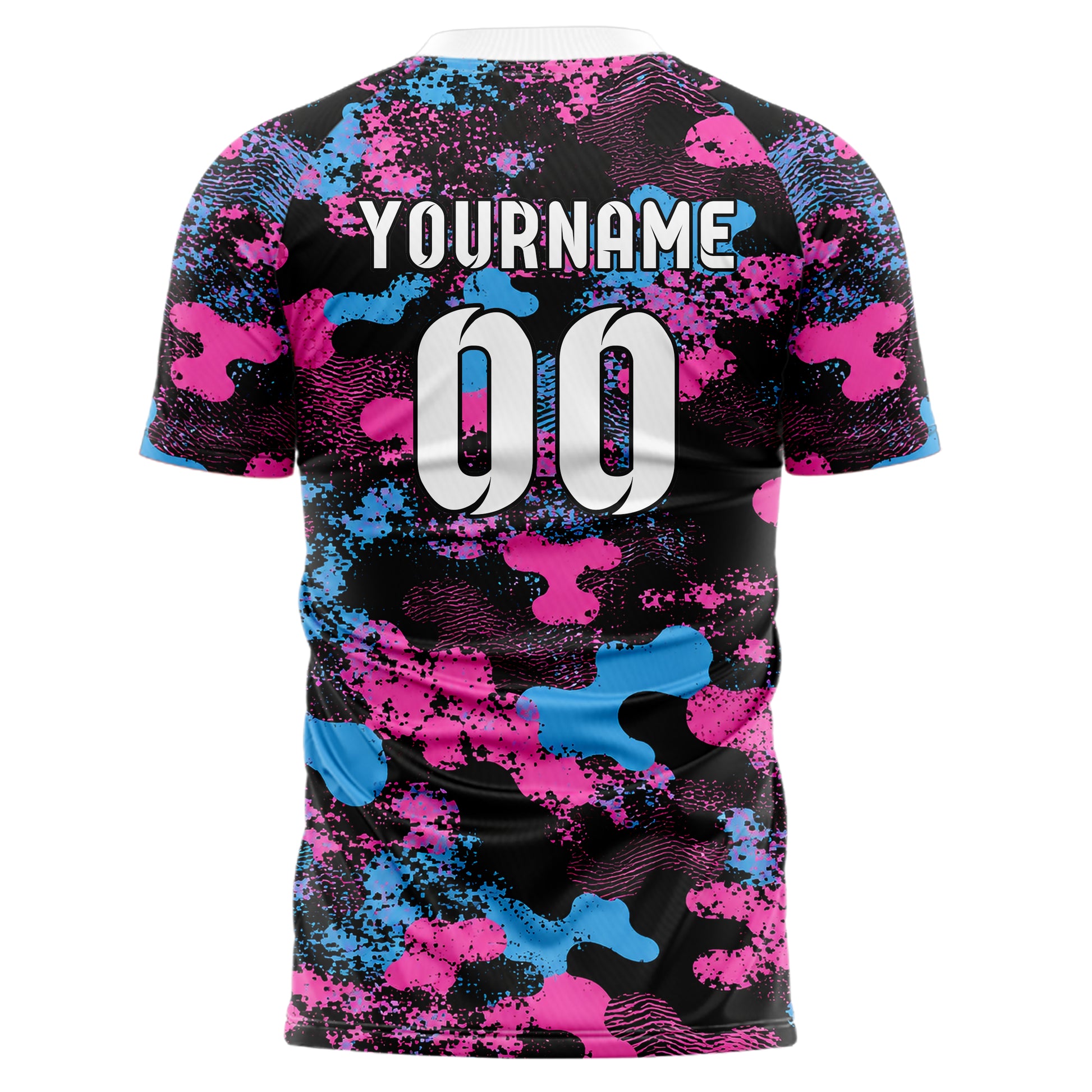 Schwarz lebendiges Camouflage Fashion Camo Blobs Design 07-0032 individuelles Fußballtrikot back