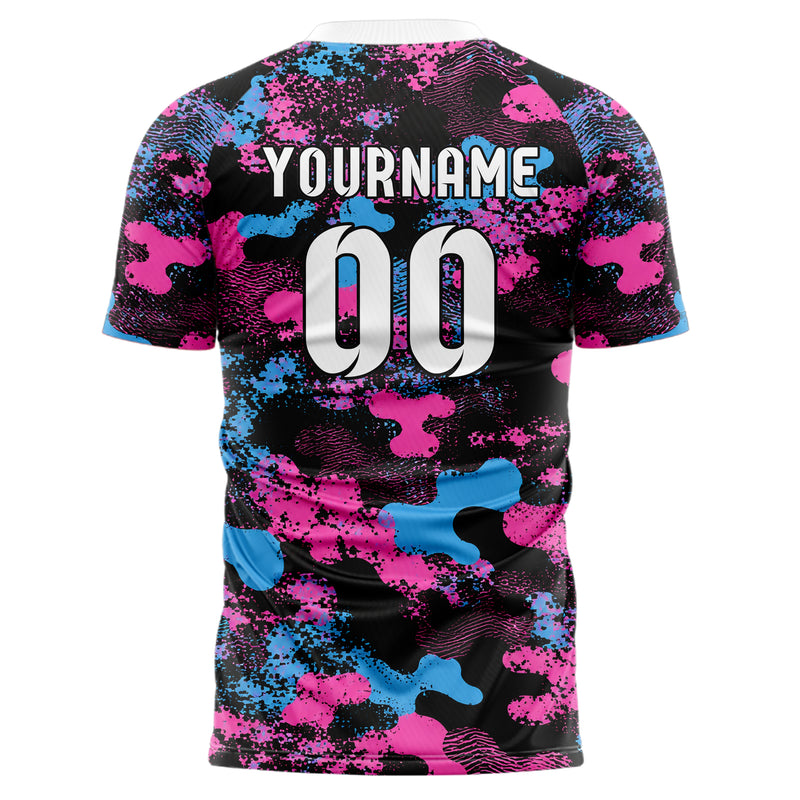 Schwarz lebendiges Camouflage Fashion Camo Blobs Design 07-0032 individuelles Fußballtrikot back