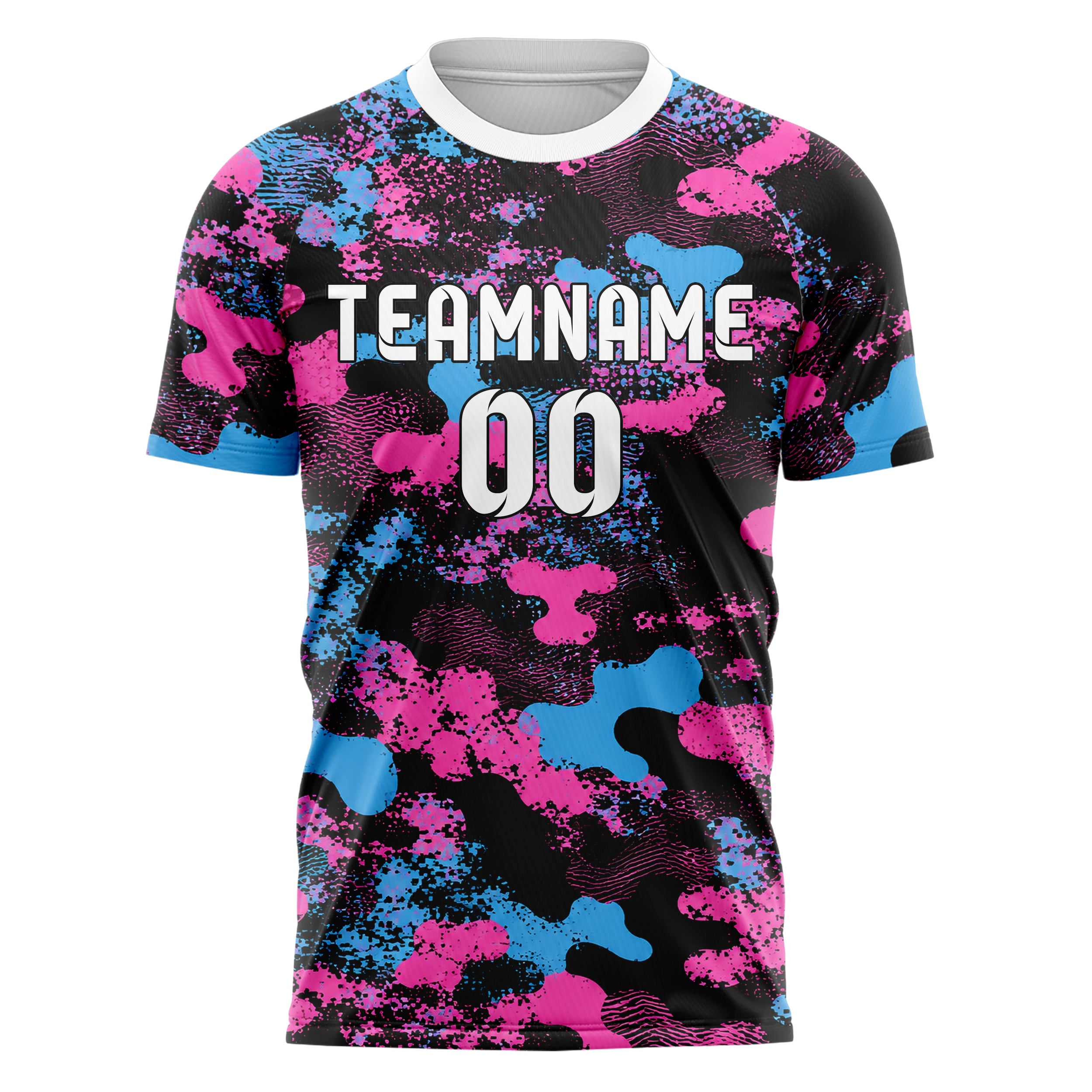 Schwarz lebendiges Camouflage Fashion Camo Blobs Design 07-0032 individuelles Fußballtrikot front