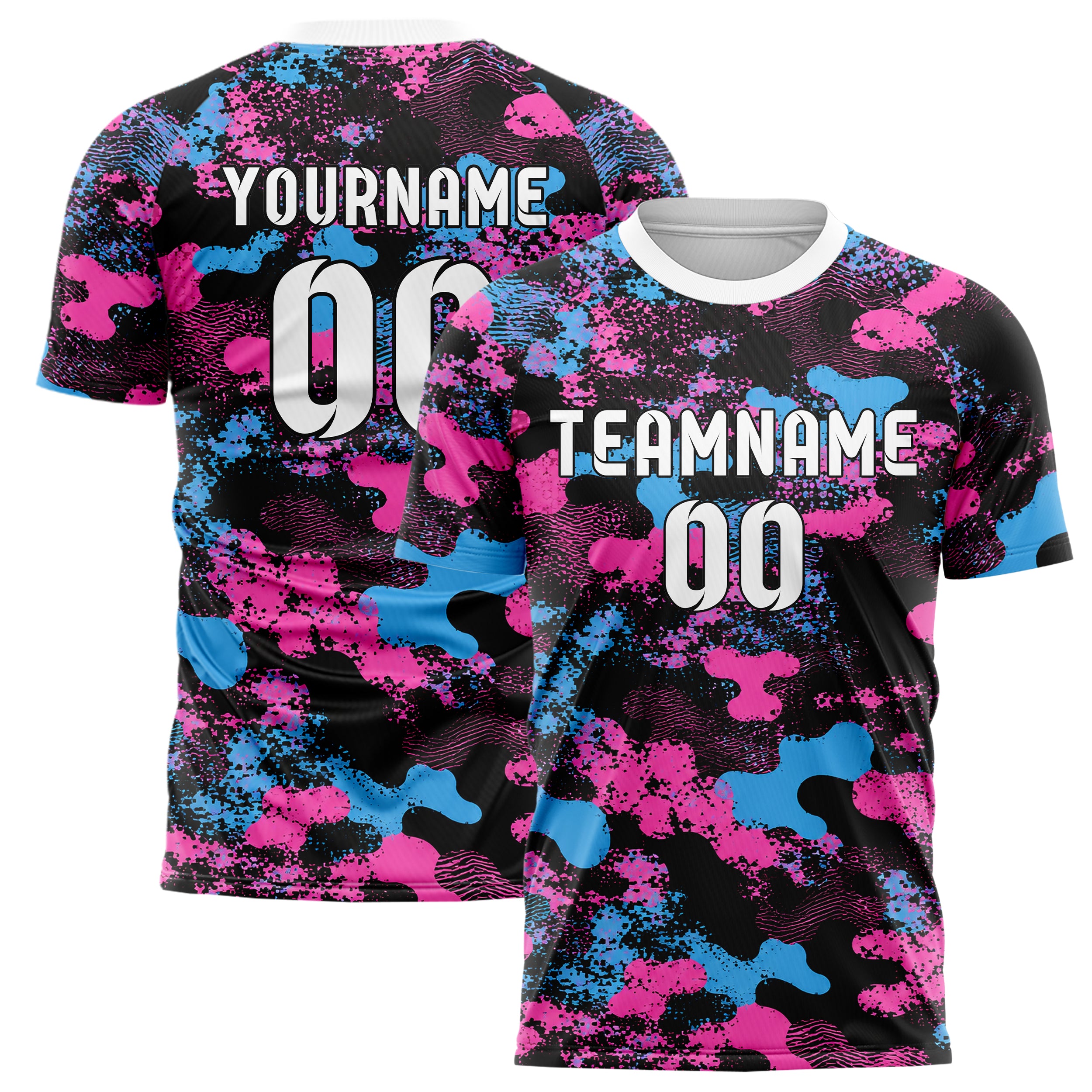 Schwarz lebendiges Camouflage Fashion Camo Blobs Design 07-0032 individuelles Fußballtrikot main