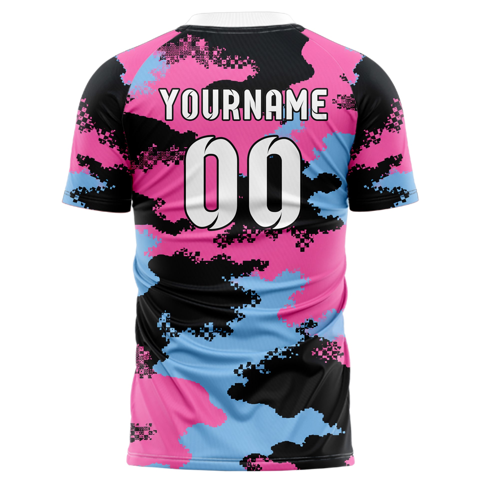 Schwarz lebendiges Camouflage Fashion Camo Blobs Design 07-0038 individuelles Fußballtrikot back