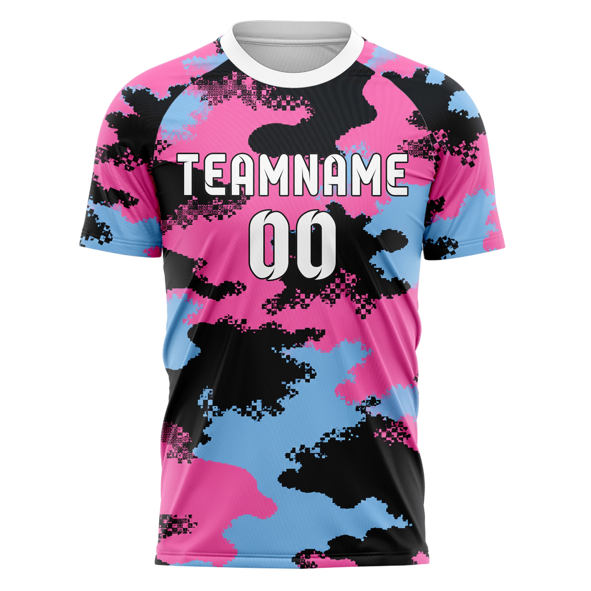 Schwarz lebendiges Camouflage Fashion Camo Blobs Design 07-0038 individuelles Fußballtrikot front