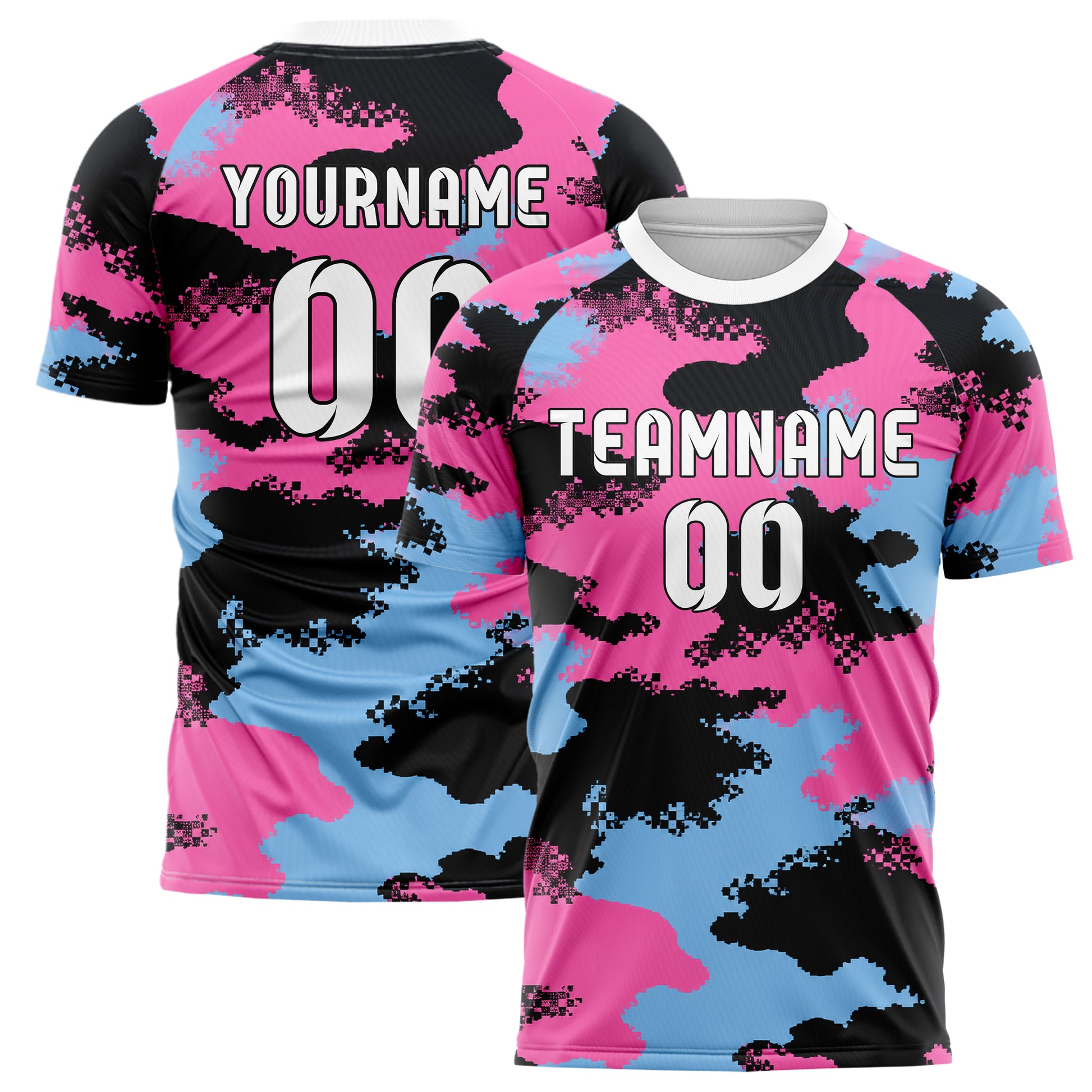 Schwarz lebendiges Camouflage Fashion Camo Blobs Design 07-0038 individuelles Fußballtrikot main