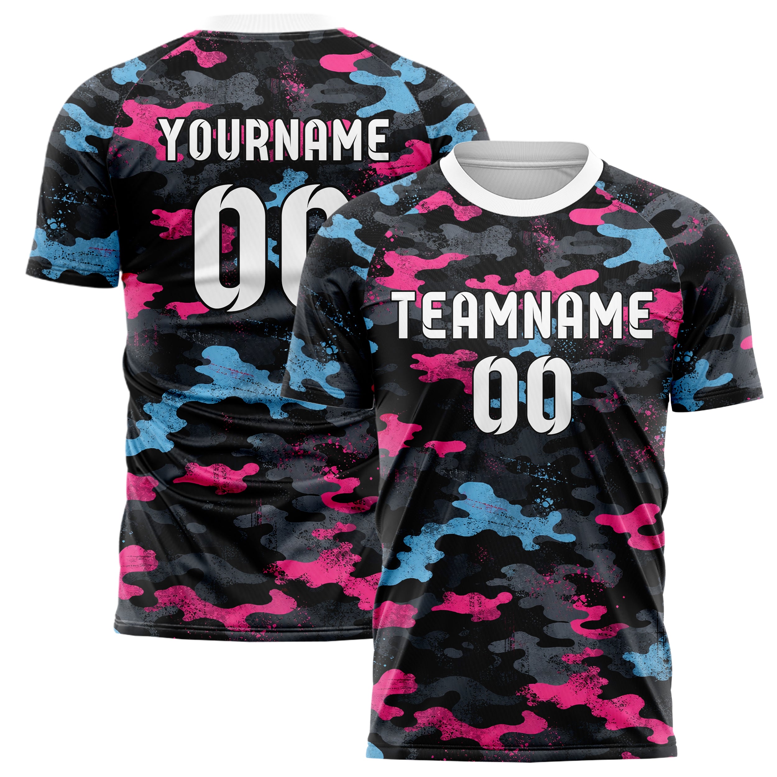 Schwarz lebendiges Camouflage Woodland Camo Design 07-0011 individuelles Fußballtrikot main