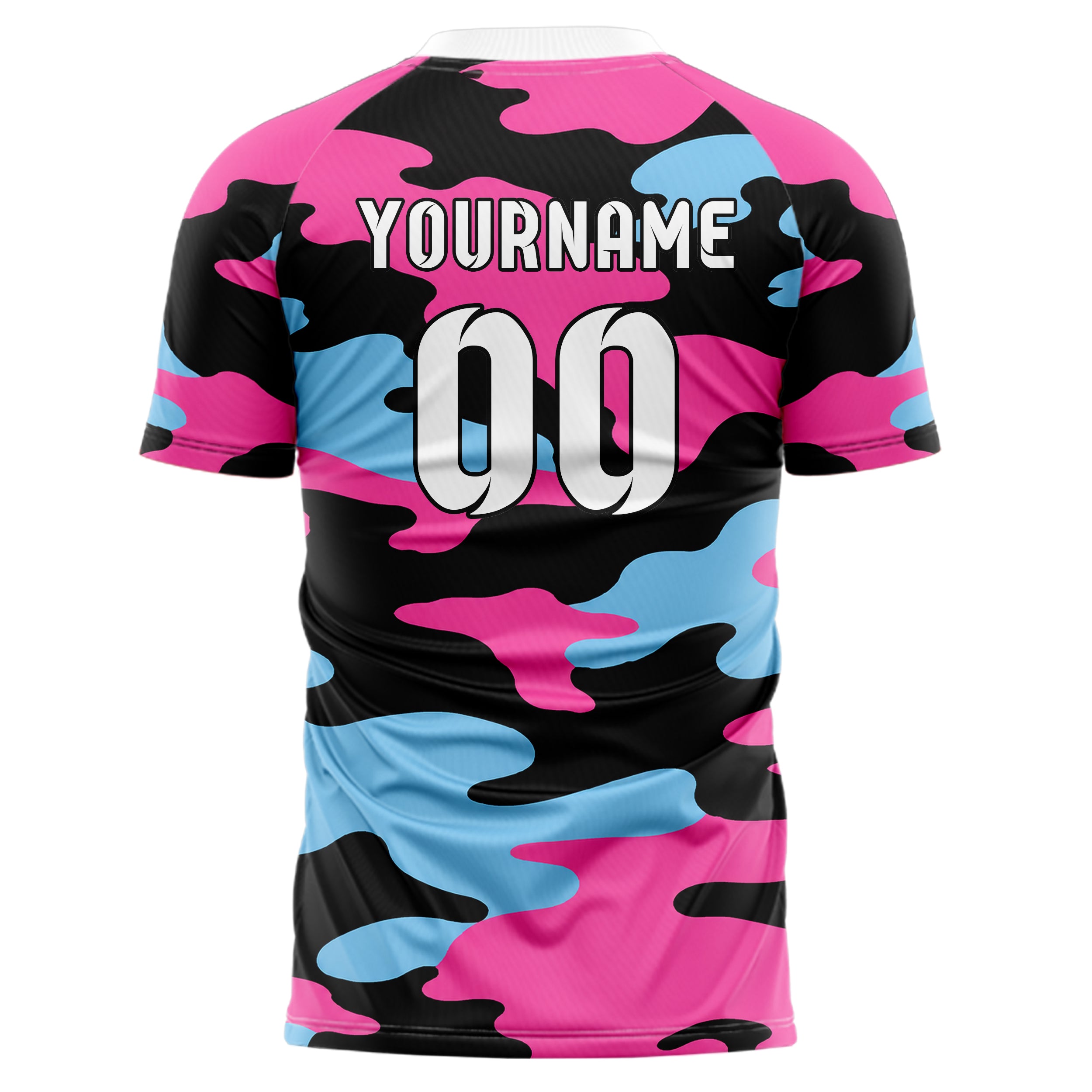 Schwarz lebendiges Camouflage Woodland Camo Design 07-0041 individuelles Fußballtrikot back