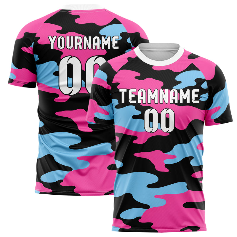 Schwarz lebendiges Camouflage Woodland Camo Design 07-0041 individuelles Fußballtrikot main