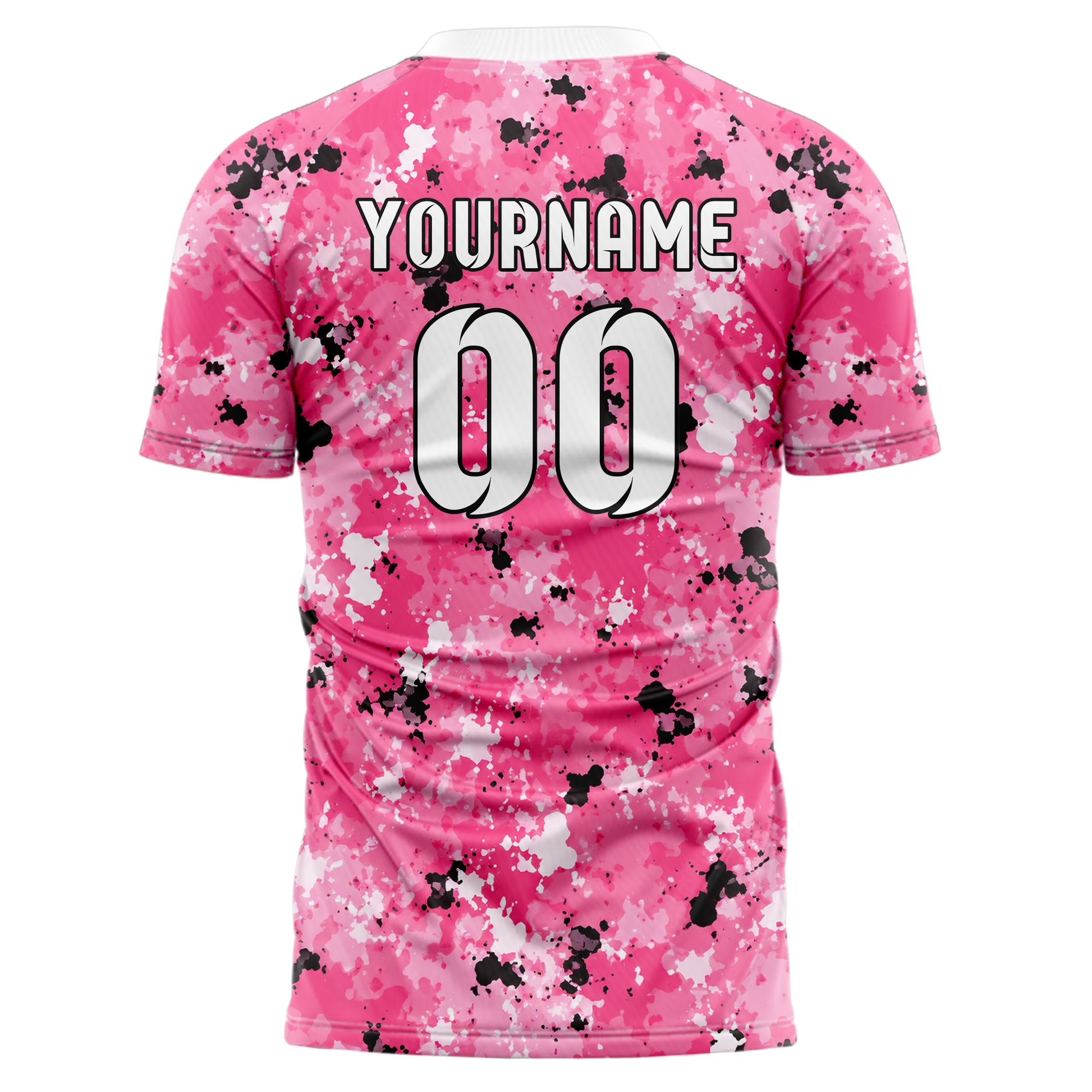 Hot Pink lebendiges Camouflage Splatter Camo Design 07-0001 individuelles Fußballtrikot back