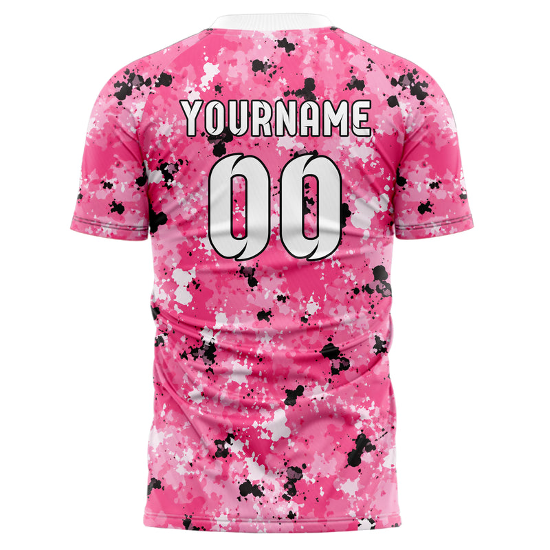 Hot Pink lebendiges Camouflage Splatter Camo Design 07-0001 individuelles Fußballtrikot back