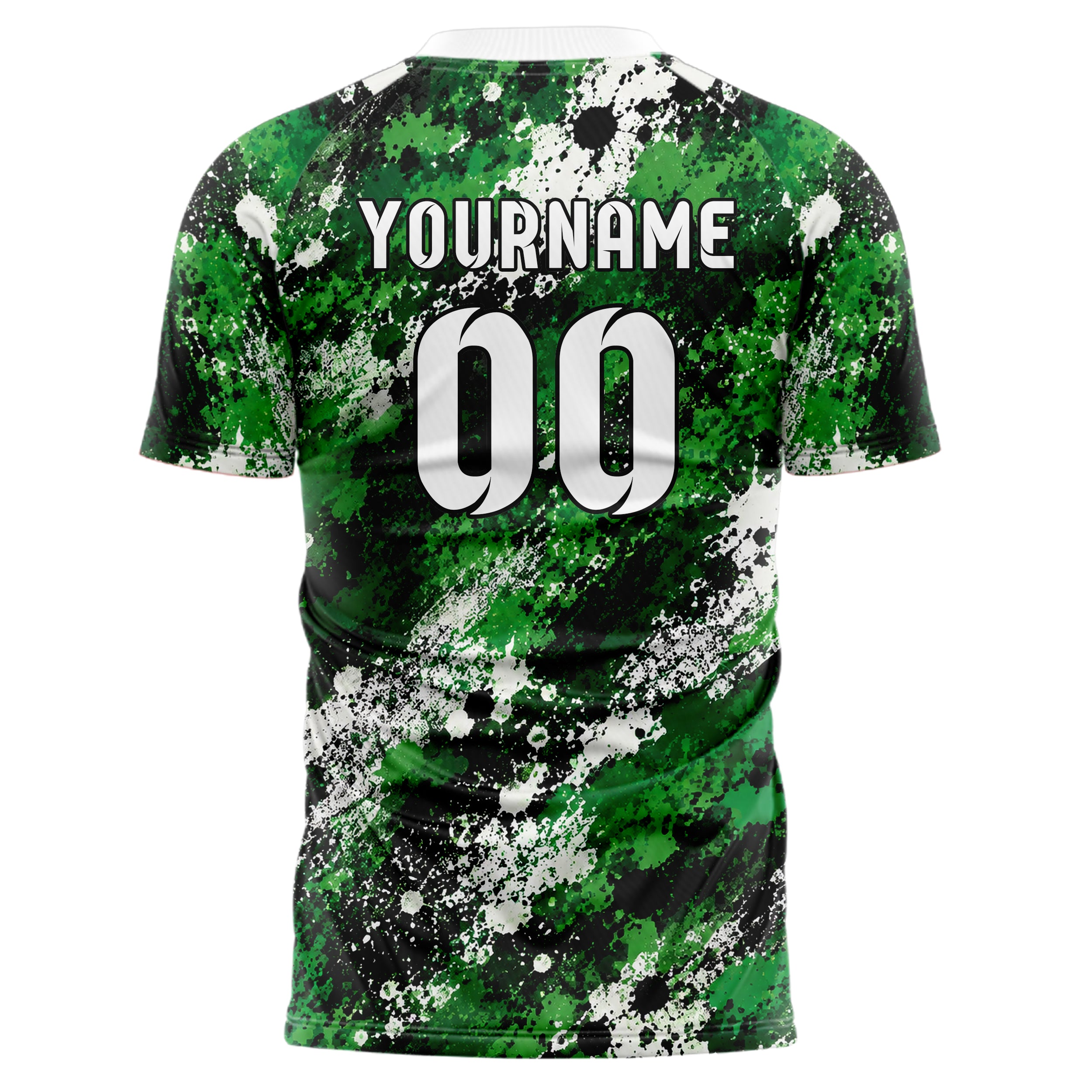 Kellygruen klassisches Camouflage Splatter Camo Design 07-0031 individuelles Fußballtrikot back