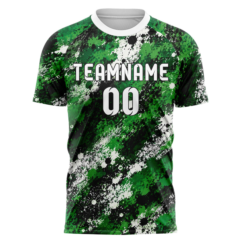 Kellygruen klassisches Camouflage Splatter Camo Design 07-0031 individuelles Fußballtrikot front