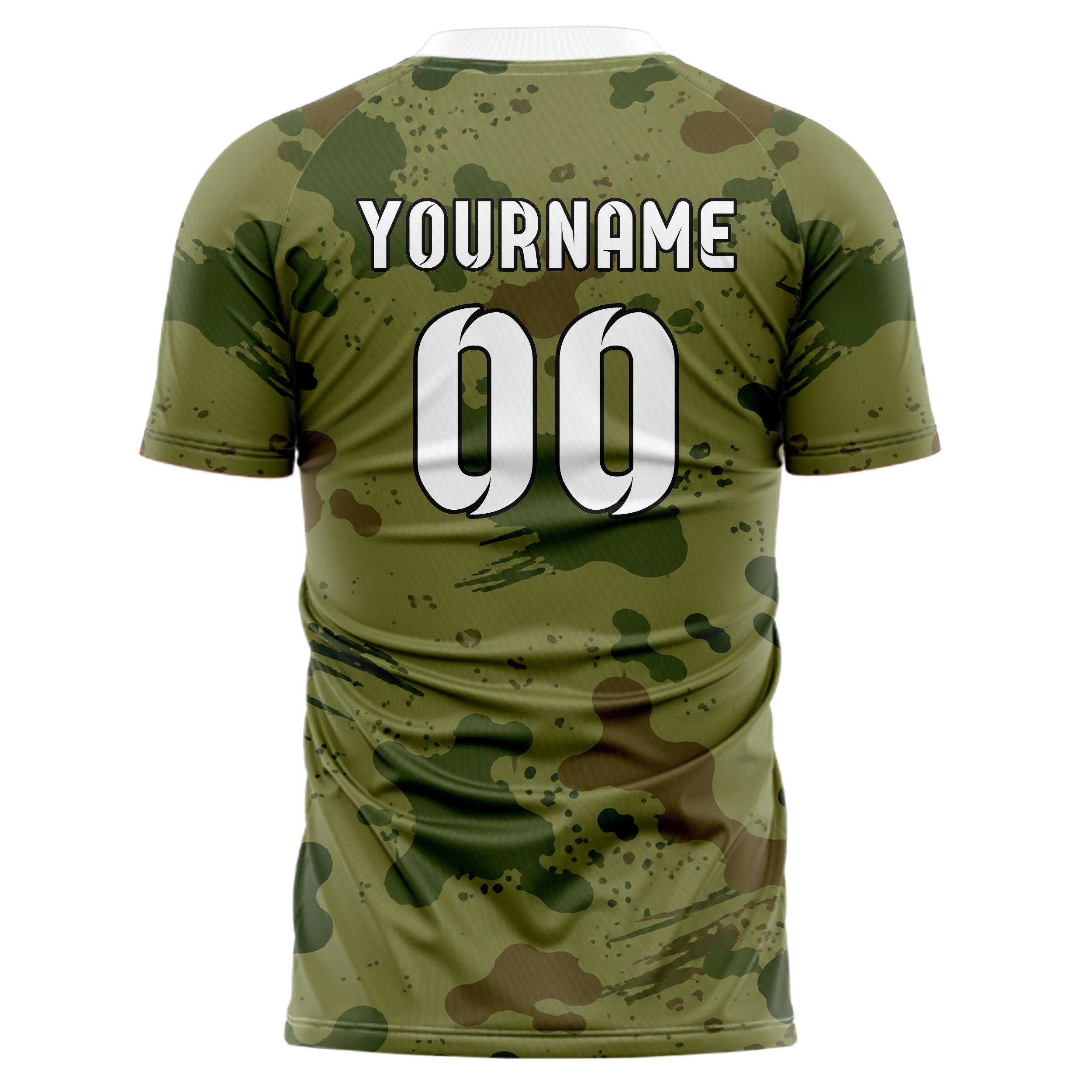 Olivgruen erdiges Camouflage Fashion Camo Blobs Design 07-0020 individuelles Fußballtrikot back